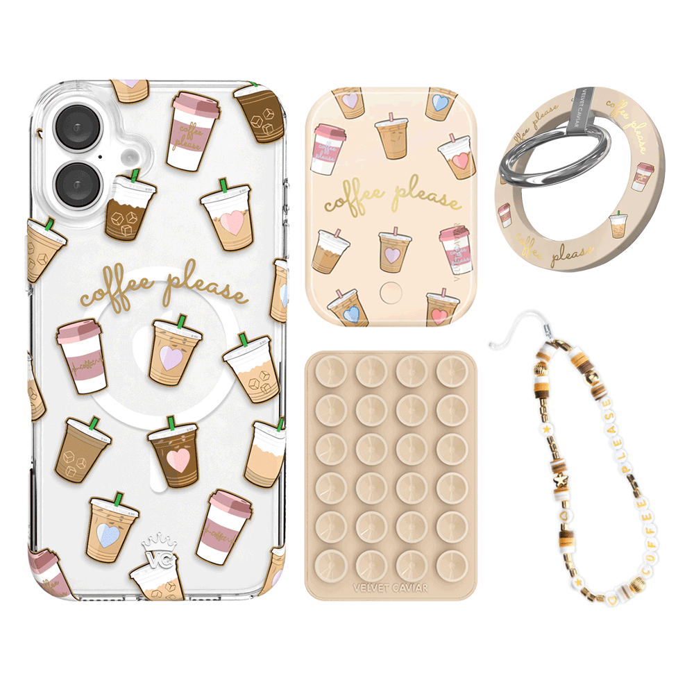 Premium Coffee First iPhone Bundle Set - Anti-Slip Grip & Stylish Protection for iPhone | Perfect for Coffee Lovers, Office Use & Daily Commute