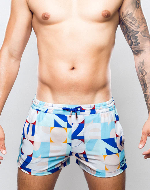 2eros Insignia 3 Swim Shorts for Men - Quick Dry Blue Swim Trunks with UPF Protection - Perfect for Beach, Pool & Summer Vacations