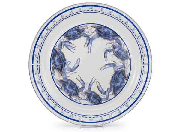 Blue Crab 20 Enamelware Serving Tray - Rustic Farmhouse Style Metal Tray for Dining, Kitchen, and Party Serving - Perfect for Entertaining, Picnics, and Home Decor