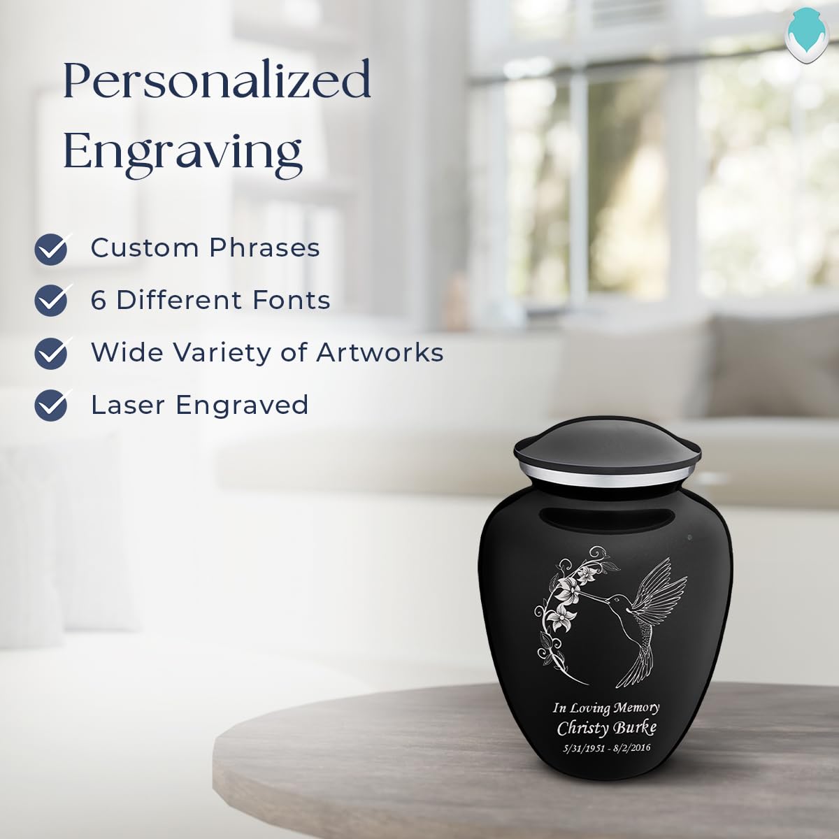 Personalized Hummingbird Cremation Urn for Ashes - Small Funeral Urn for Women & Men - Holds 44 lbs - Memorial Keepsake for Loved Ones - Perfect for Home Display, Memorial Services & Quiet Remembrance