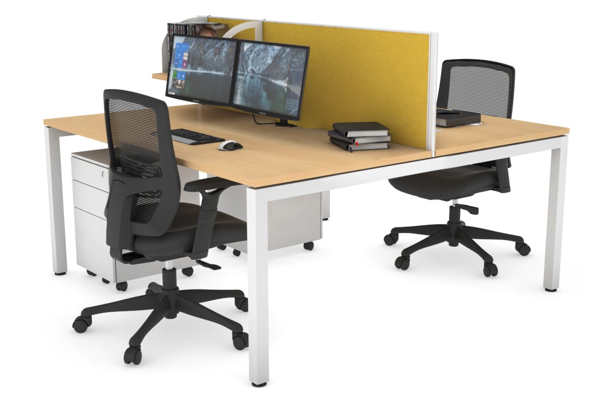 Quadro Square Legs 2-Person Office Workstation Desk - 1600L x 800W with Cable Management Scallop - Perfect for Shared Workspaces & Home Offices
