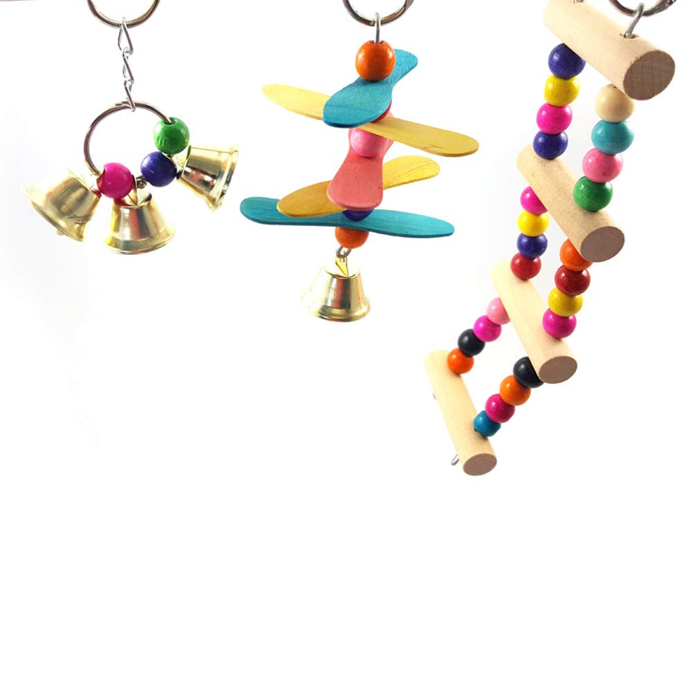 VILLCASE Wooden Parrot Toys for Small Birds - Chewable Parakeet Cage Accessories with Bamboo Swing, Stair Stand & Hammock | Perfect for Cockatiels, Lovebirds & Conures in Bird Cages - Stimulating Play & Exercise Toys