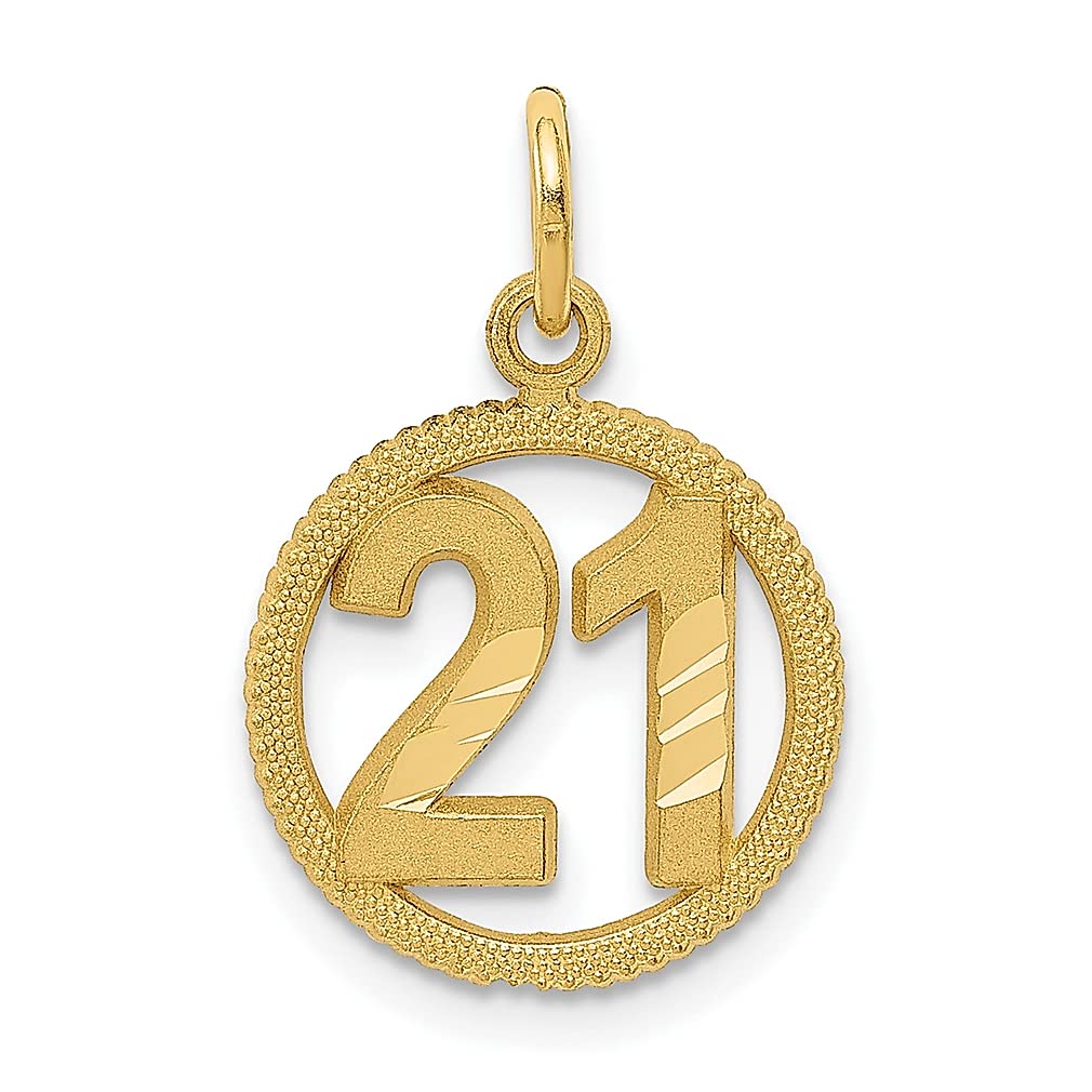 14K Yellow Gold #21 Circle Pendant Charm Necklace - Elegant Fine Jewelry for Women, Perfect Gift for Her - Ideal for Anniversaries, Birthdays & Special Occasions