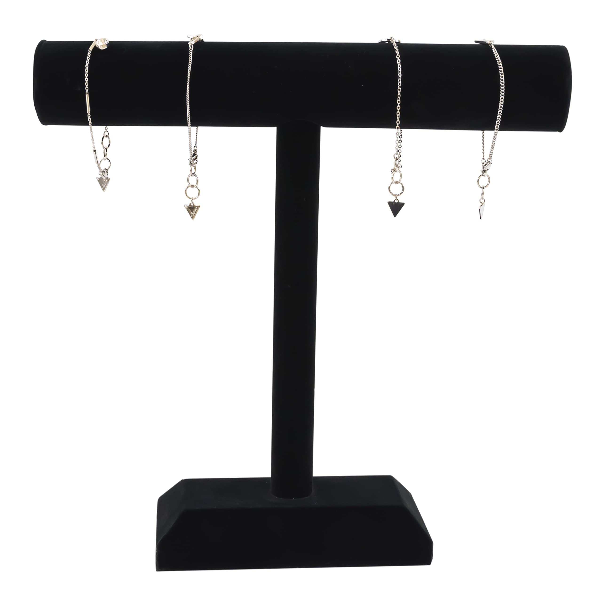 Black Velvet Jewelry Display Stand - Single T-Bar Holder for Bracelets, Necklaces, Watches & Bangles (12