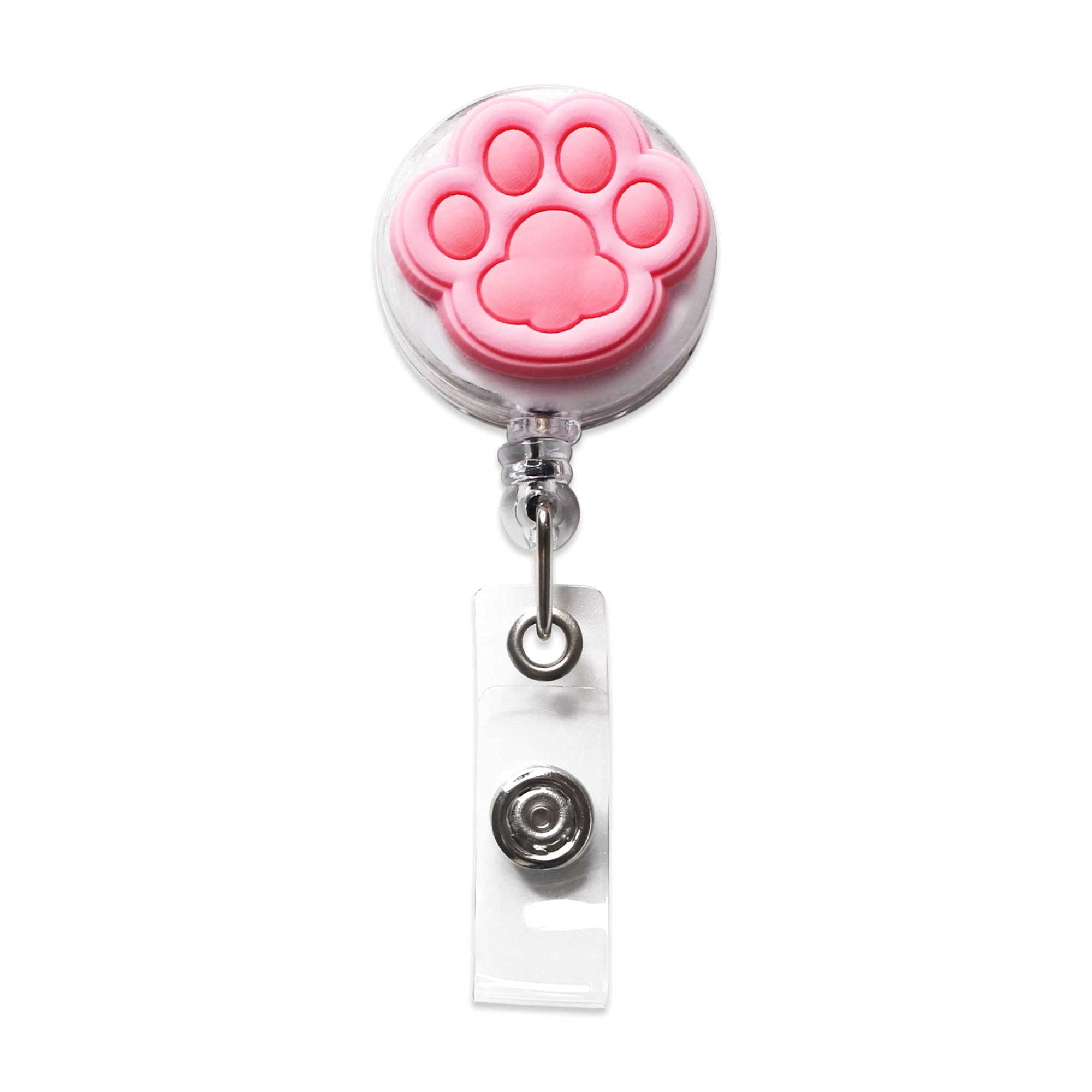 5Pcs Cat Paw Retractable ID Badge Reels - Cute Nurse Badge Holder with Clip for Healthcare Workers, Teachers & Students - Perfect for Hospitals, Schools & Office Use