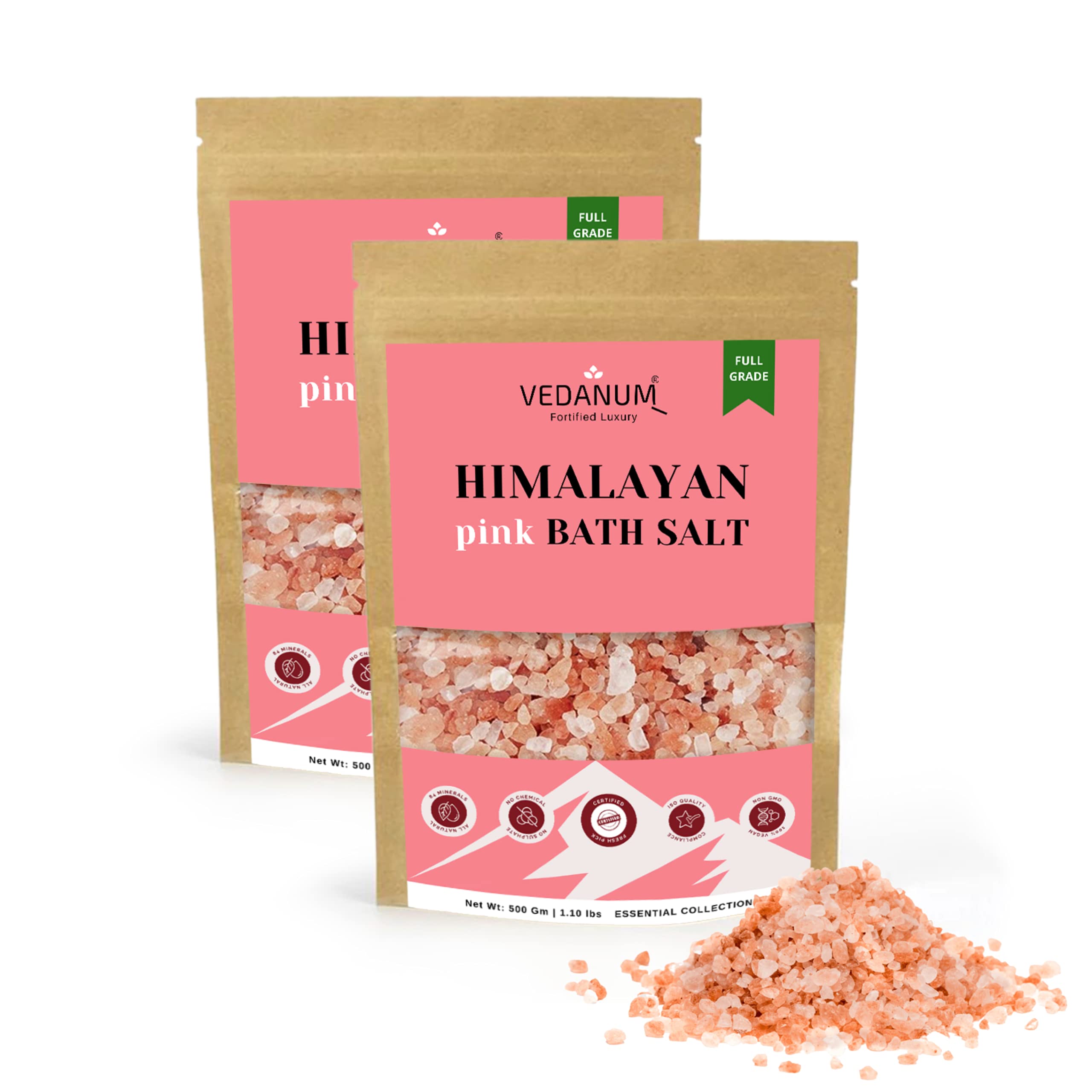 Premium Himalayan Pink Bath Salt - 84 Minerals for Muscle Relief, Detox & Skin Therapy | 1KG Natural Spa Grade | Relaxation, Stress Relief & Negative Energy Cleansing | Perfect for Home Spa, Aromatherapy & Self-Care Rituals