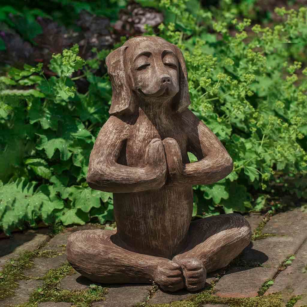 Campania International Yoga Dog Statue - Handcrafted Garden Decor for Outdoor & Indoor Use - Perfect for Yoga Studios, Pet Lovers & Home Décor