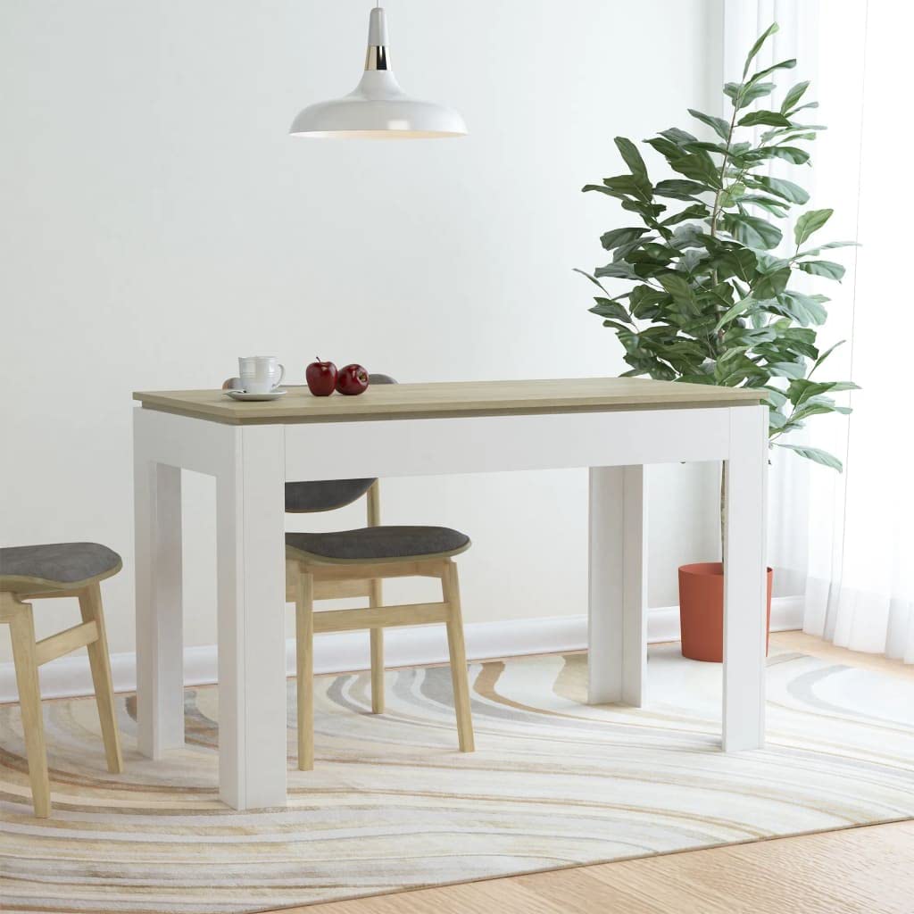 47 x 23.6 Inches Modern Dining Table for 4-6 People - Simple & Durable Kitchen Table in White/Brown - Perfect for Home, Restaurant, and Office Dining Spaces