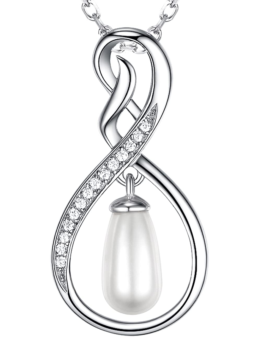 Forever Love Infinity Necklace for Women - April & May Birthstone Jewelry with Simulated Diamond & Emerald - 925 Sterling Silver Necklace Gift for Wife, Mom, Her - Perfect for Birthdays, Anniversaries & Special Occasions