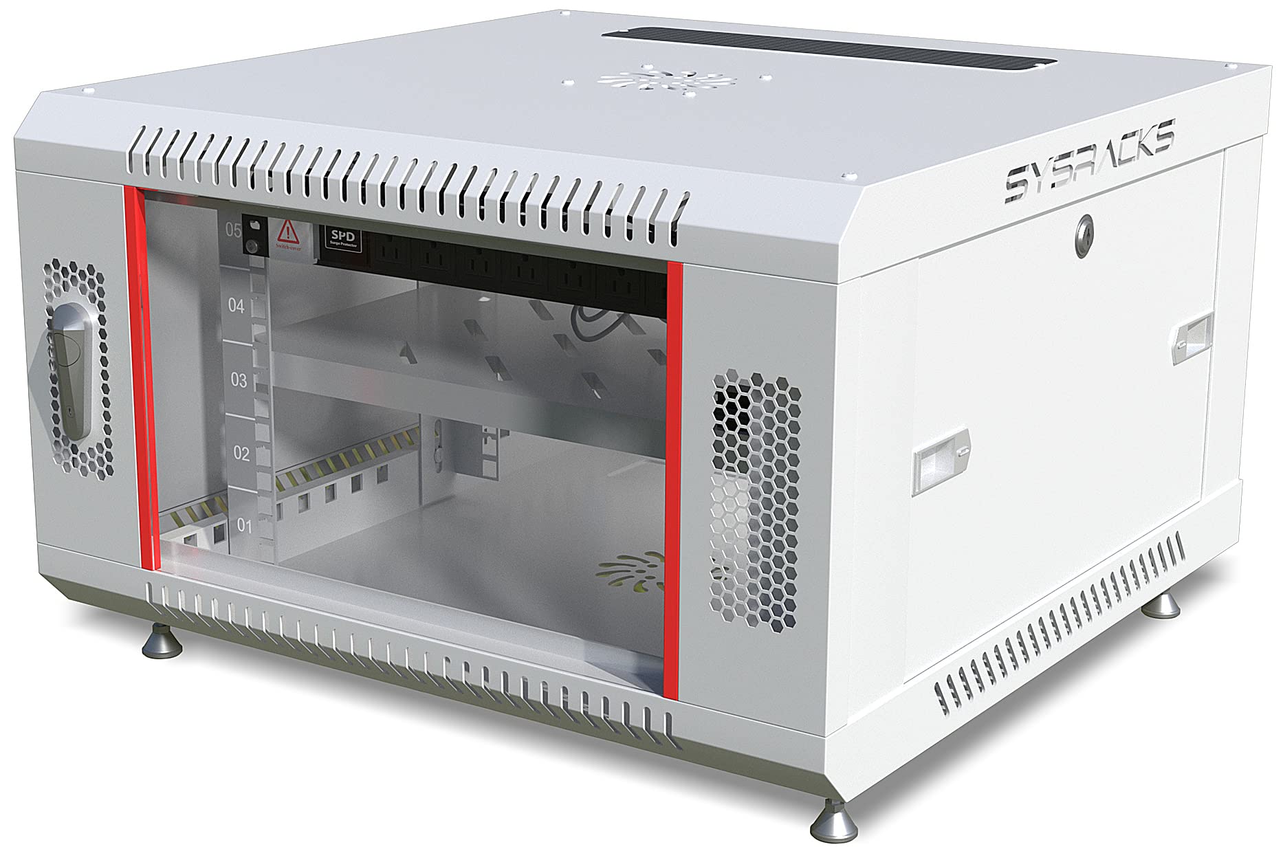 6U Wall Mount Server Rack Cabinet - Secure Locking Network & AV Equipment Enclosure for Electronics, Data, Audio Video - Includes Legs, Power Strip, Shelf & Cooling Fan - 24-Inch Deep (Light Grey) - Perfect for Home Office, Data Centers & Professional AV Installations