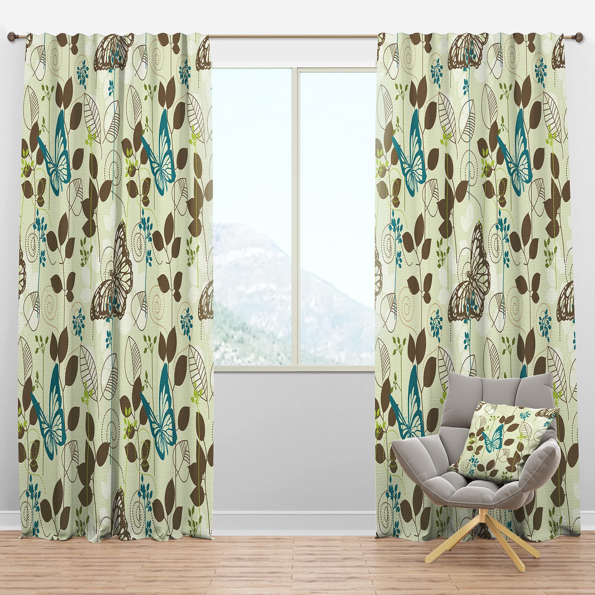 Vintage Blue Butterfly Blackout Curtains - Thermal Insulated Room Darkening Drapes for Bedroom & Living Room (52x95 Inch, Single Panel) - Perfect for Home Decor, Nursery & Light Sleepers