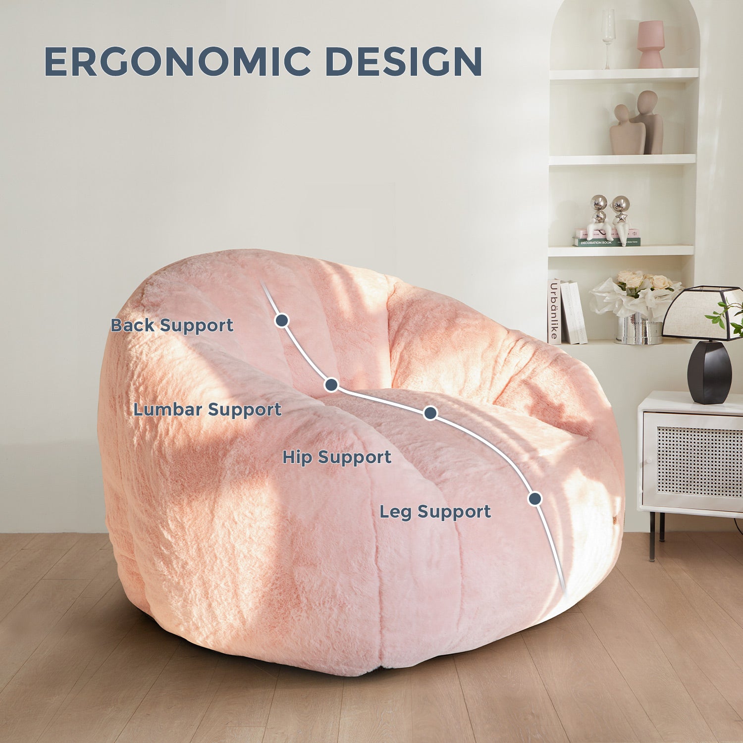 MAXYOYO Giant Bean Bag Chair - Oversized Faux Fur Shell Design with Premium Filler | Ultra Comfortable Lounge Chair for Living Room, Bedroom, Game Room & Dorm