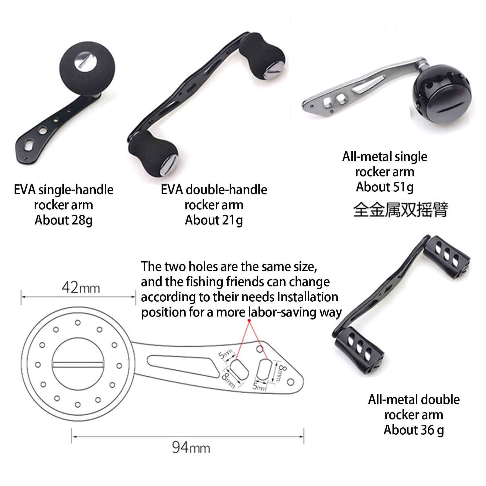Fishing Reel Handle Replacement - Double Rocker Arm Grip Baitcast Reel Crank Handle Accessory (Red) | Perfect for Saltwater & Freshwater Fishing Gear Upgrade