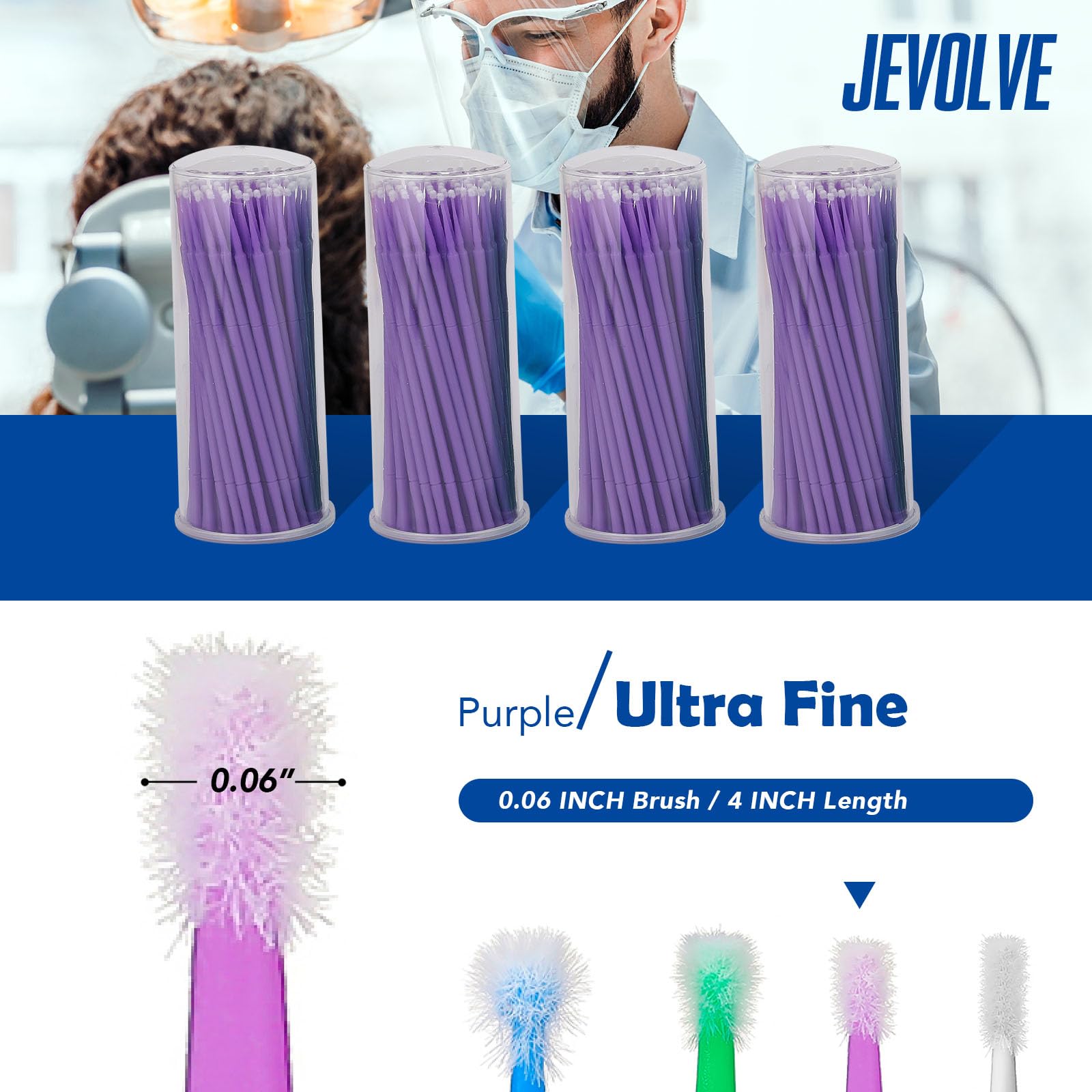 800PCs Dental Grade Disposable Microbrush Applicators by JEVOLVE | Bendable Applicator Brushes for Eyelash Extensions, Nail Art, Personal Care & Crafts | Perfect for Salon, Home Use & DIY Projects