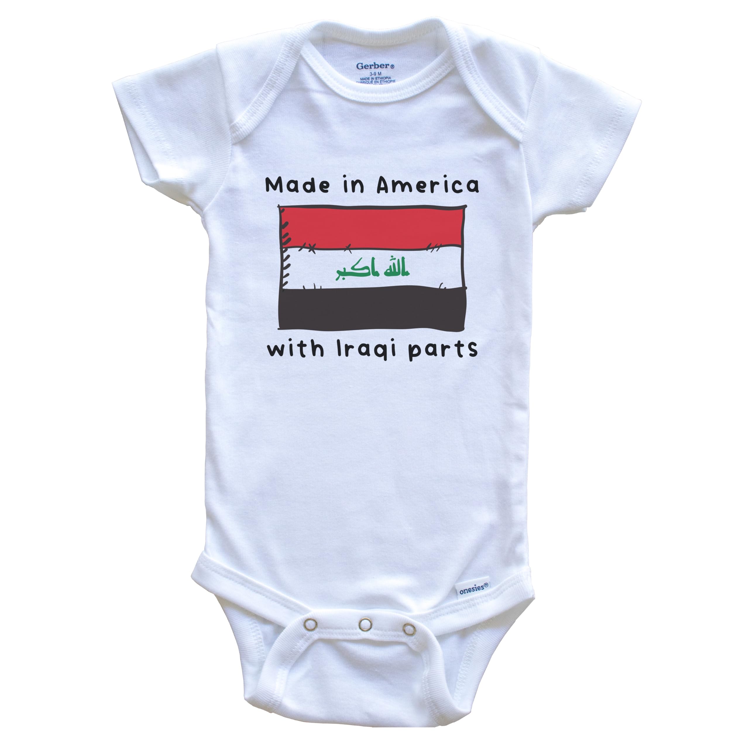 American-Made Iraq Flag One-Piece Baby Bodysuit - Patriotic Infant Outfit for Holidays & Cultural Celebrations