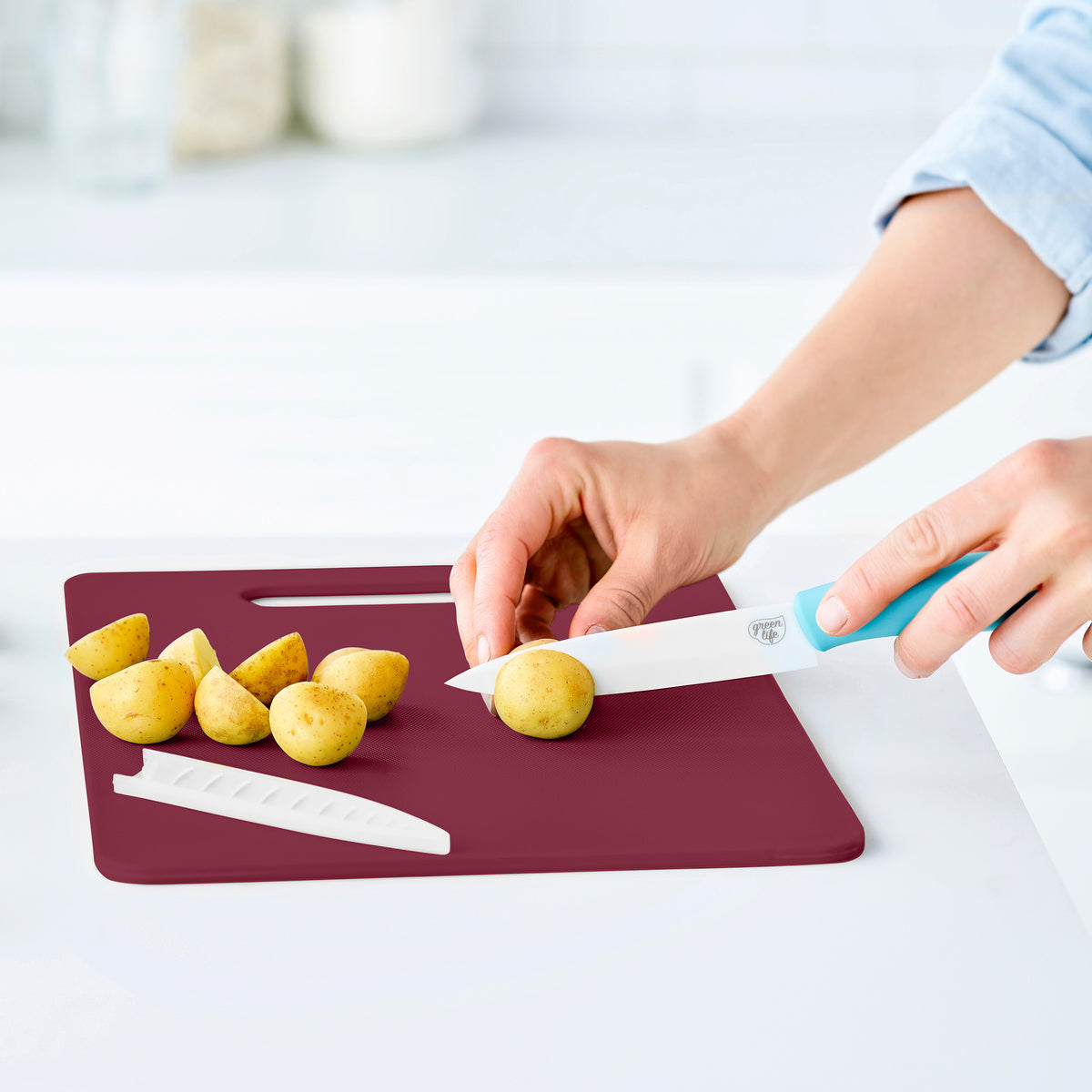 GreenLife Non-Slip Bamboo Cutting Board Set - 3 Piece Eco-Friendly Kitchen Chopping Boards for Meat, Vegetables & Fruits | Perfect for Home Cooking, Meal Prep & Professional Chefs