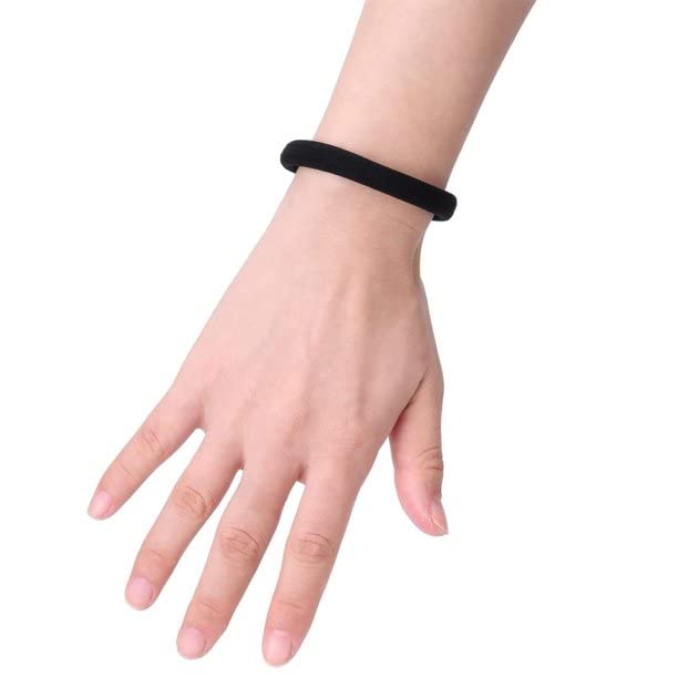 Ghelonadi No Damage Hair Ties for Women & Girls - 100 Pack Ouchless Ponytail Holders for Thick Hair - Soft Black Hair Bands for Workout, Yoga, Running & Daily Use
