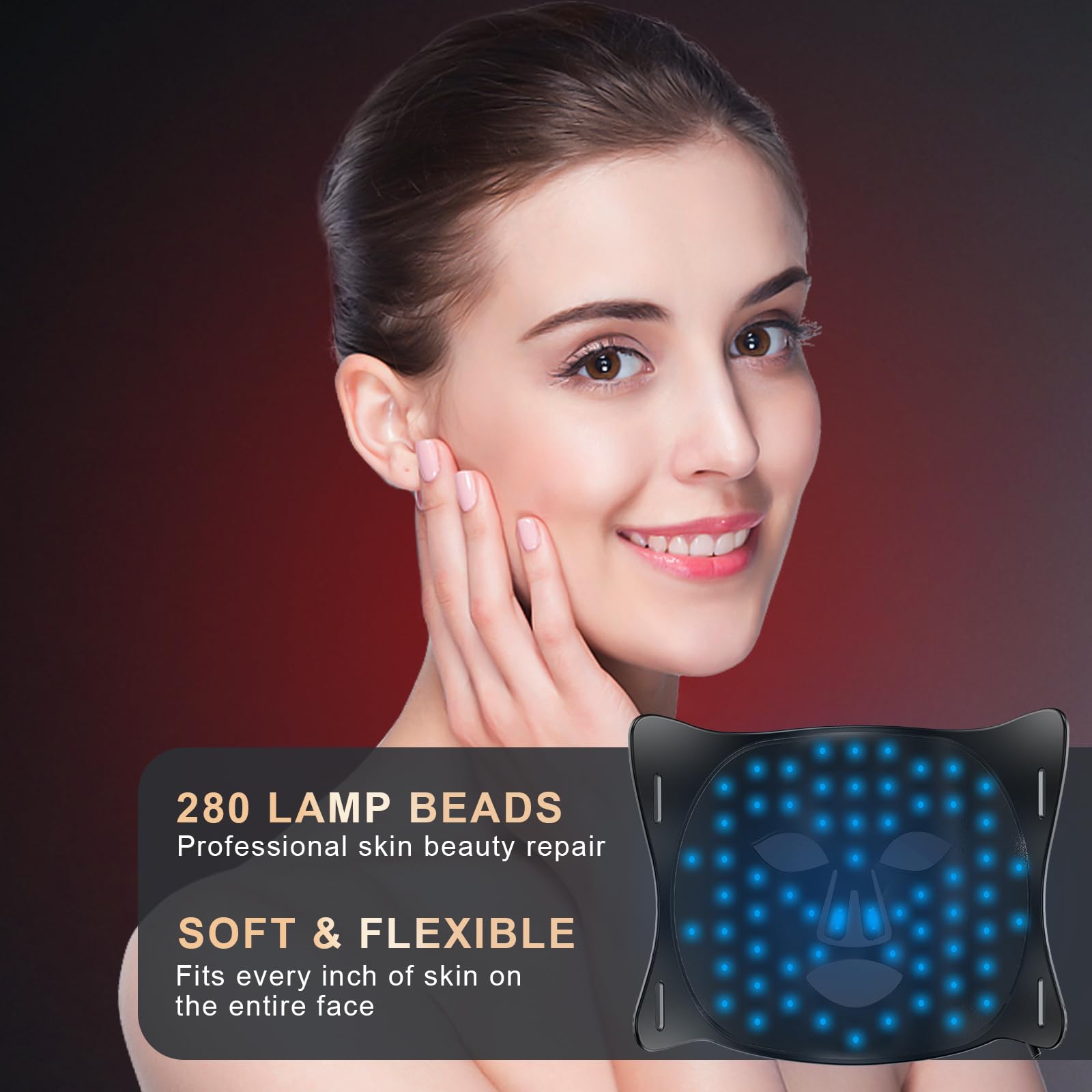 Lovsheme LED Face Mask - FDA Approved Red Light Therapy Mask for Acne, Wrinkles & Skin Rejuvenation - 3 Light Modes with Remote Control & Eye Protection - Professional At-Home Skincare Device for Anti-Aging & Clear Skin - Perfect for Daily Beauty Routine & Spa Treatments