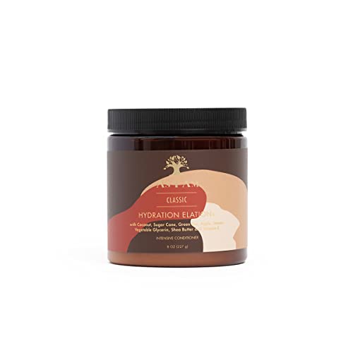 Hydration Elation Conditioner 8 Oz - Coconut, Sugar Cane, Green Tea & Vitamin E Moisturizing Hair Treatment for Curls & Waves - Vegan, Cruelty Free - Perfect for Dry, Damaged Hair & Daily Hydration