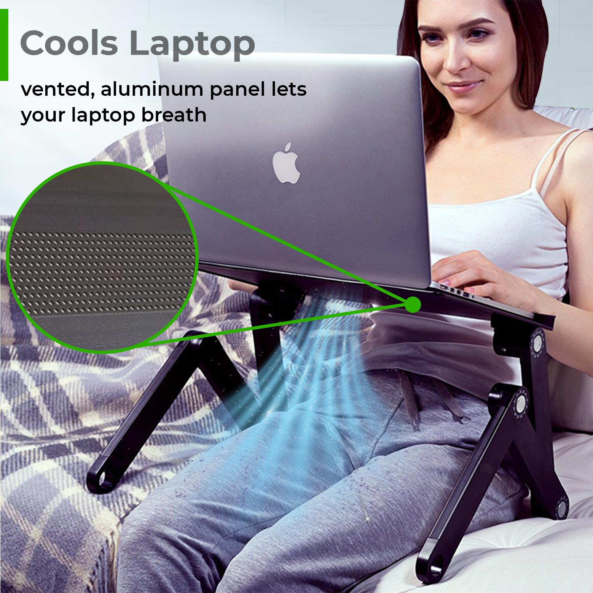 WorkEZ Adjustable Laptop Stand for Desk - Foldable, Portable Laptop Riser with Height Adjustment, Ergonomic Notebook Holder in Black, Perfect for Home Office, Gaming, and Study