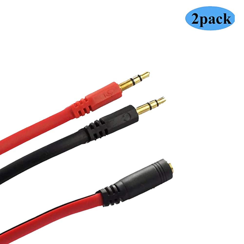 Seadream 2-Pack 3.5mm Female to Dual 3.5mm Male Headset Splitter Cable - 3 Feet (1M) Y Adapter for Mic & Stereo Audio - Perfect for Gaming Headsets, PC, Laptop, and Mobile Devices (2 Pack)