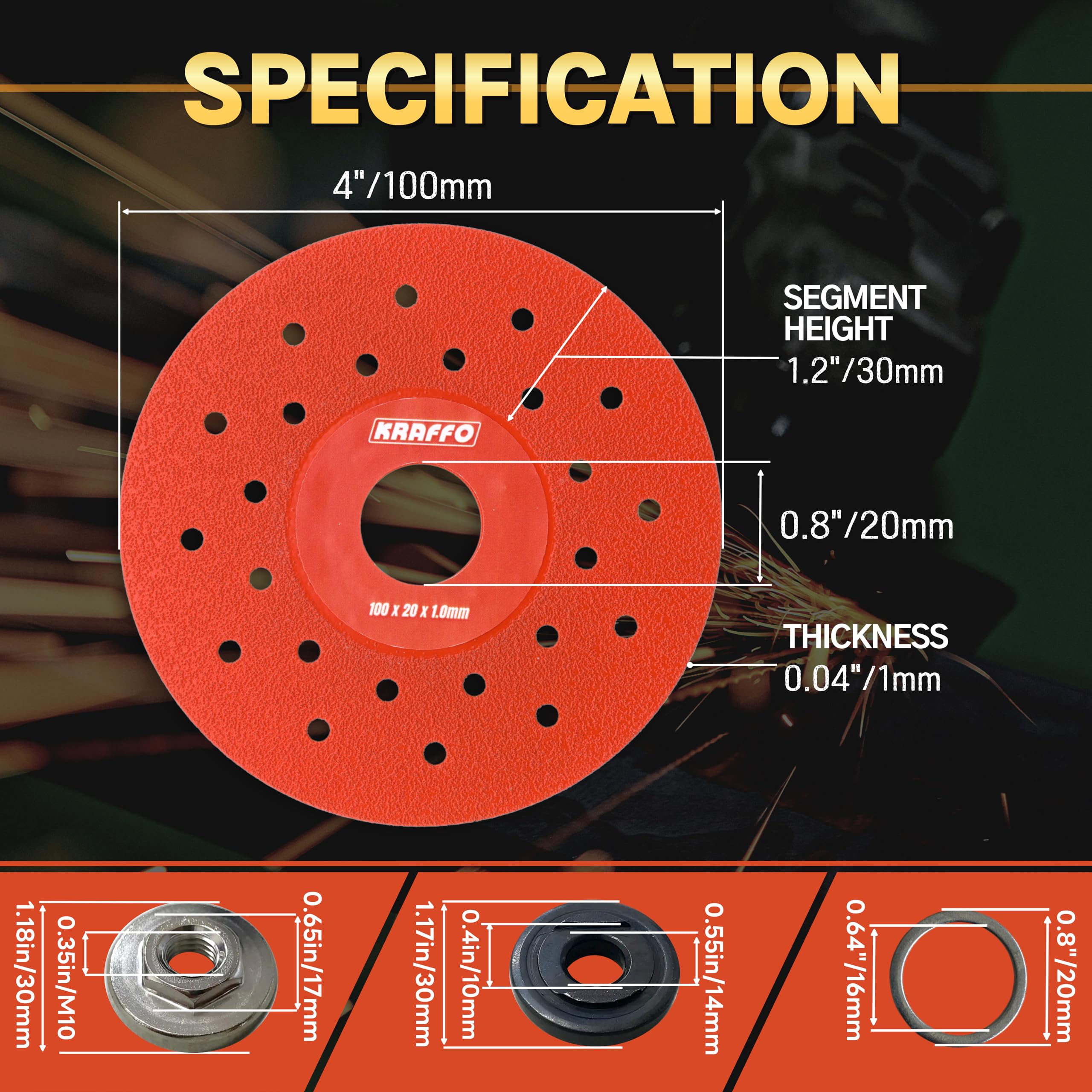 5PCS 4-Inch Diamond Glass Cutting Discs for Angle Grinder - Ultra Thin Saw Blade Wheel 1.2