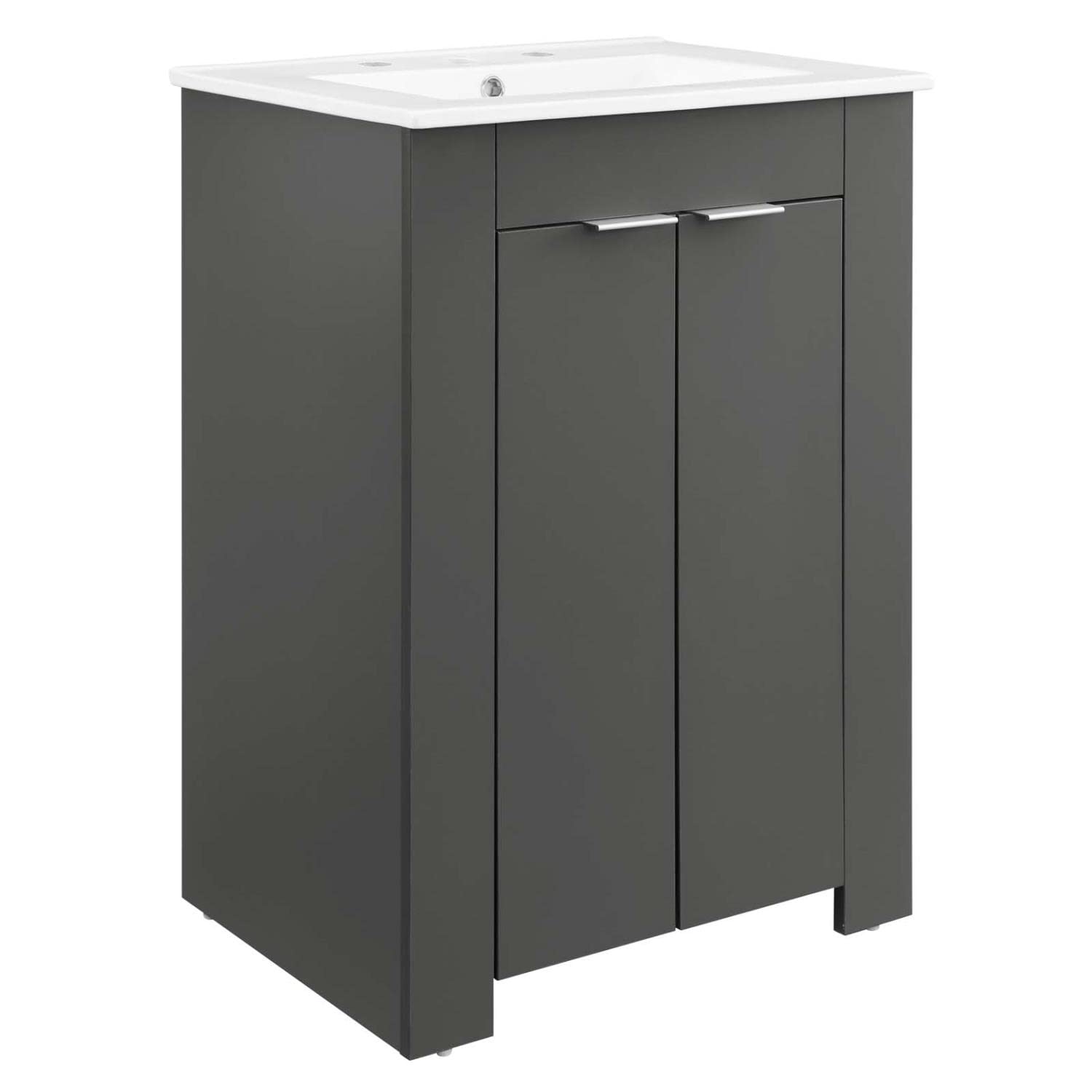 Modway Maybelle 24 Inch Gray White Bathroom Vanity with Sink - Modern Bathroom Furniture for Small Spaces, Powder Rooms & Guest Baths