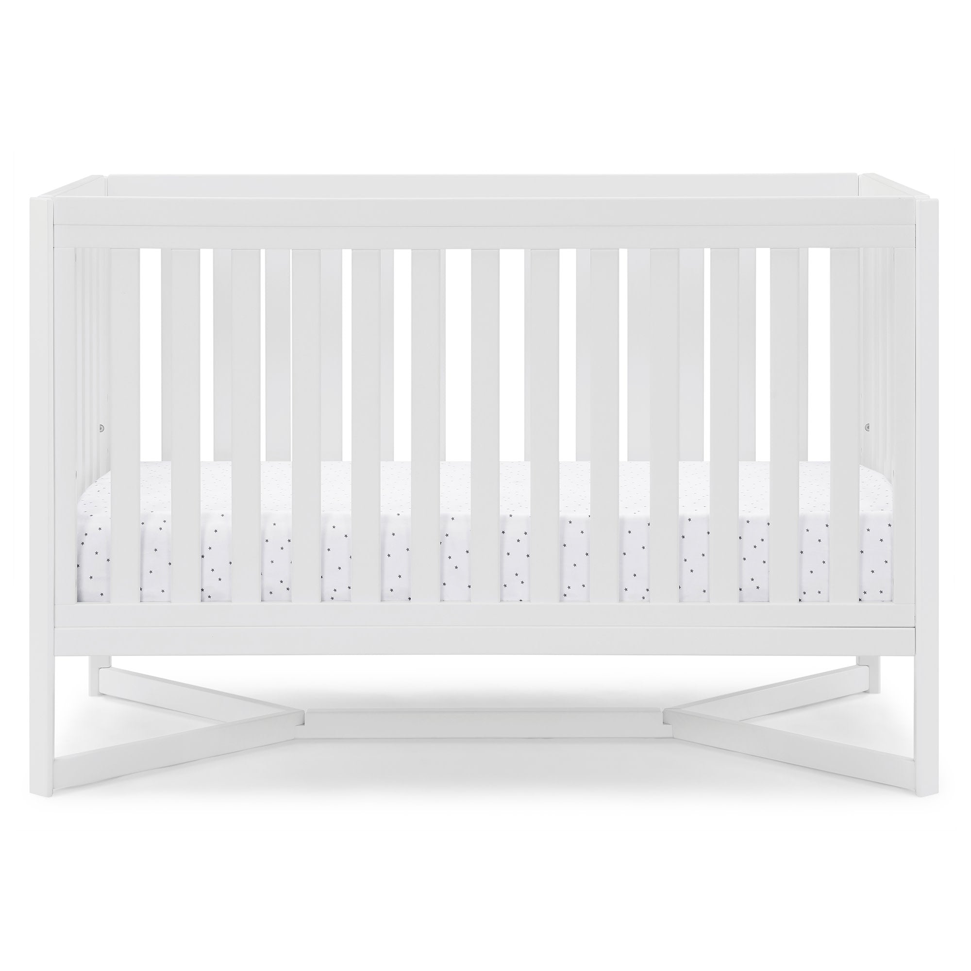 Tribeca 4-in-1 Convertible Baby Crib - White Nursery Furniture for Newborn to Toddler Bed - Perfect for Modern Nursery Rooms & Daycare Centers