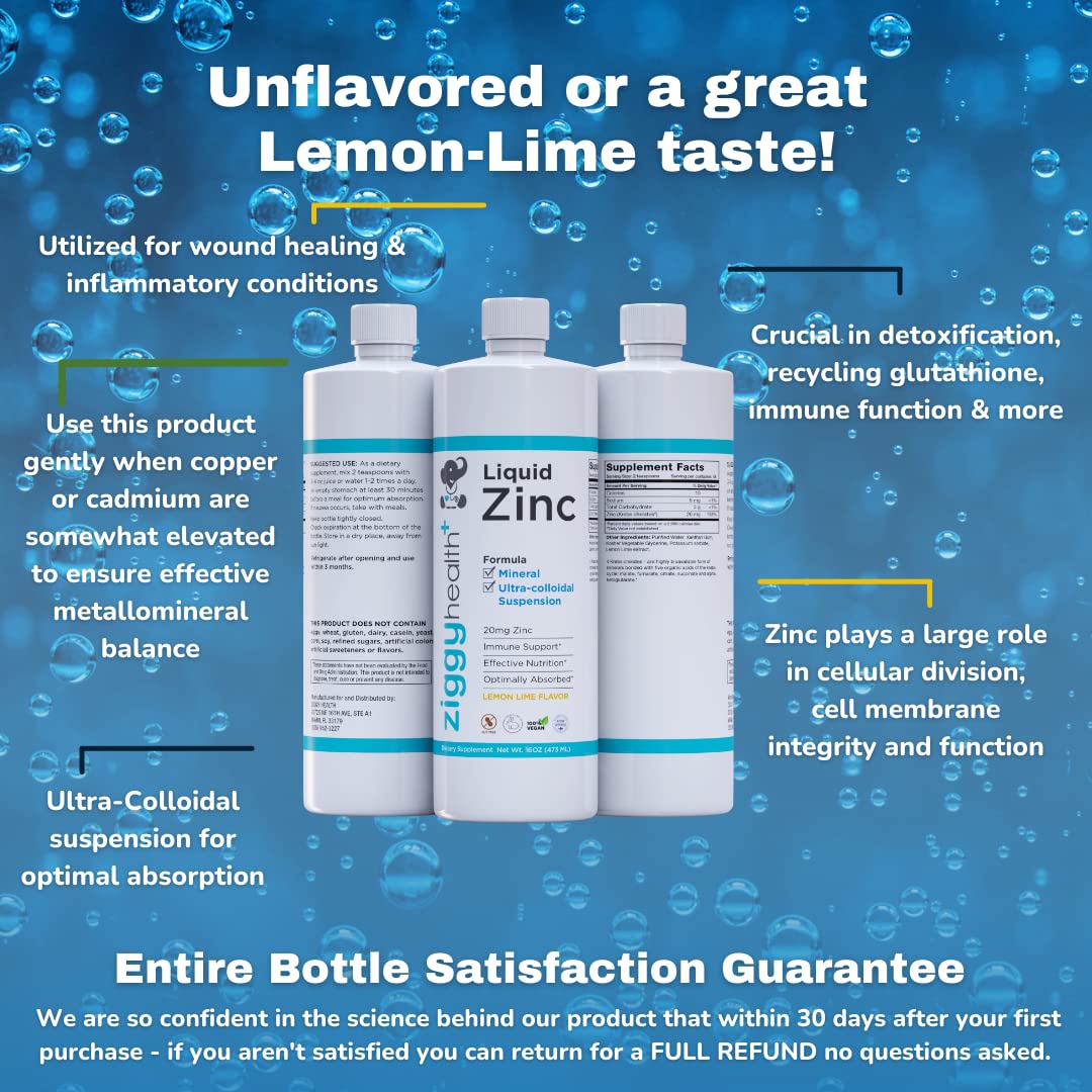 Liquid Zinc Sulfate Supplement for Immune Support - Vegan, Gluten Free Zinc Drops for Adults & Kids - Detox, Skin Care & Daily Vitamin Boost - 32 oz Bottle - Perfect for Immune System Health & Wellness Routine
