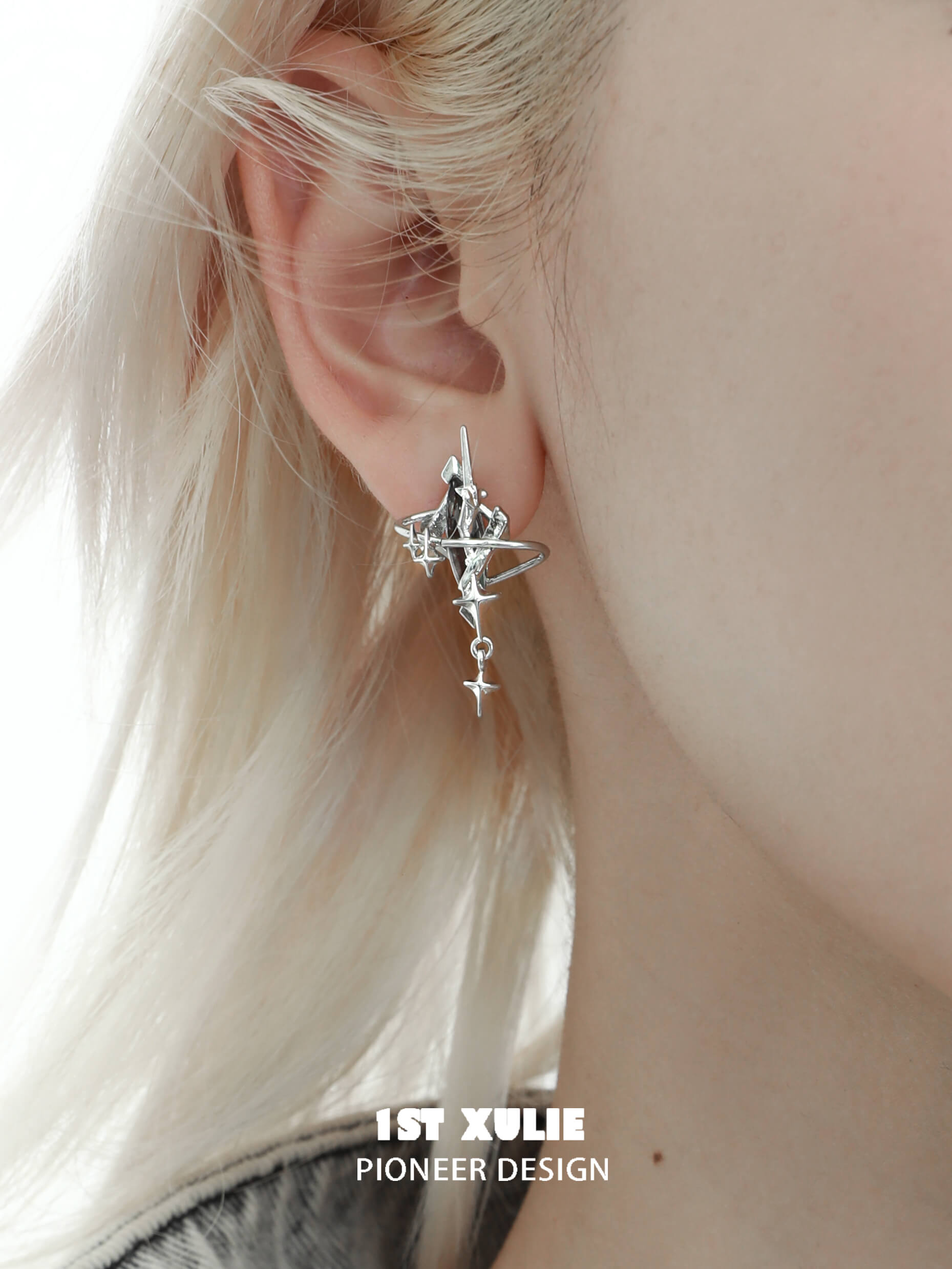 Star Trails S925 18K Platinum Plated Moissanite Diamond Earrings for Women - Luxury Wedding, Anniversary & Evening Party Jewelry Gift