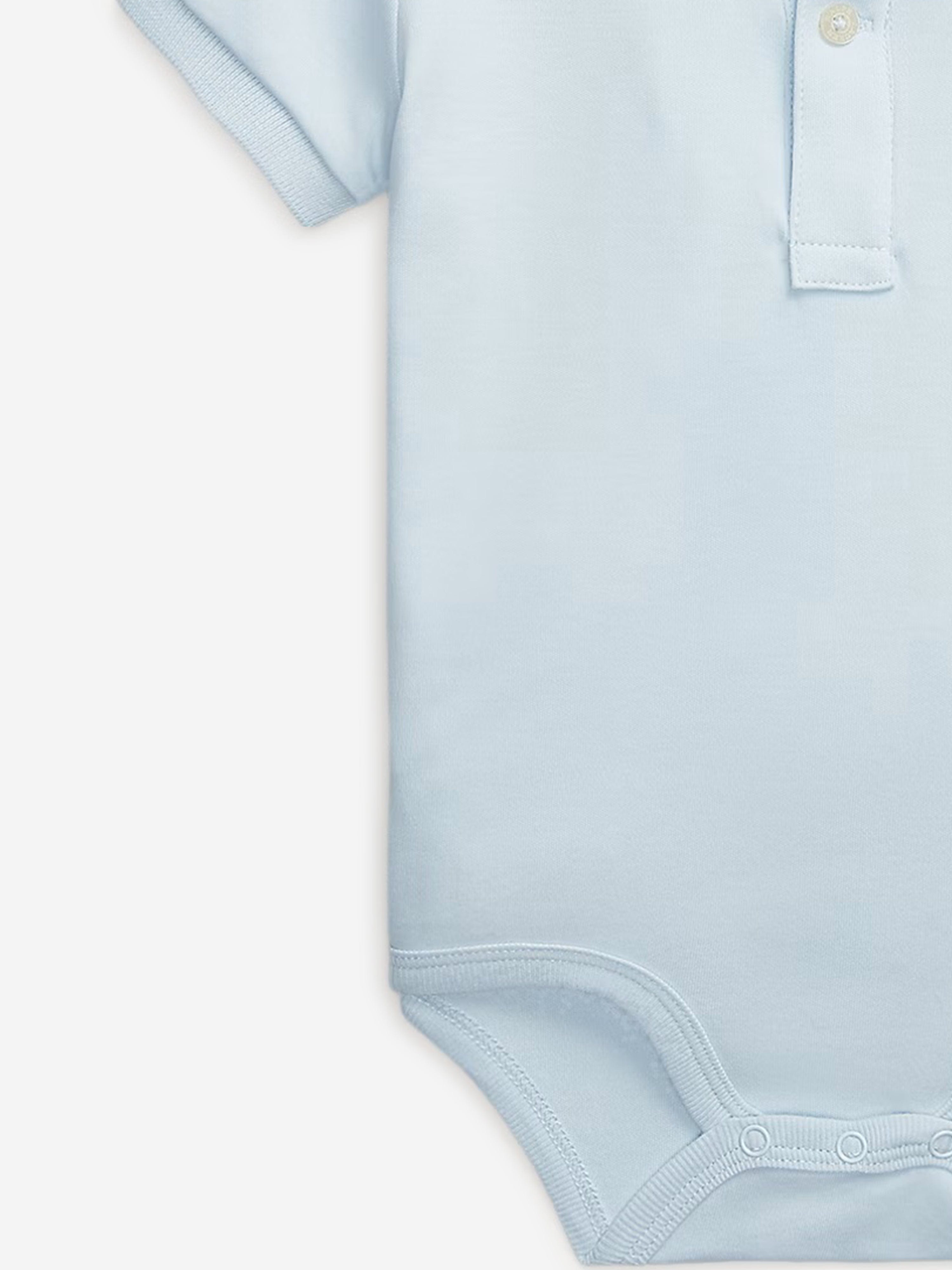 Baby Boys Polo Bodysuit - Soft Cotton Blue Short Sleeve Romper for Newborns & Infants | Perfect for Playdates, Family Outings & Photo Shoots