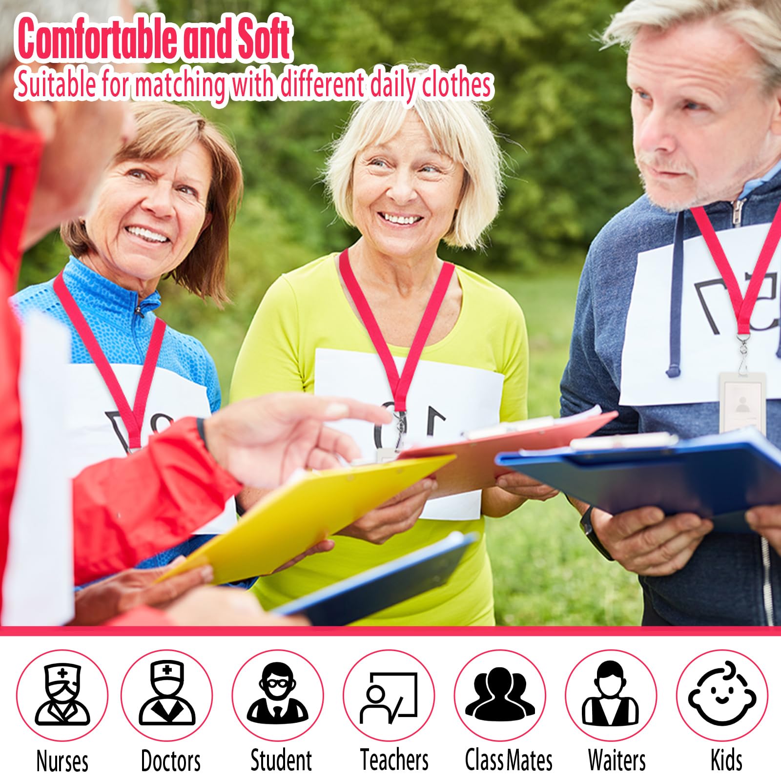 Breakaway Lanyards with J Hook - Bulk ID Badge Holders for Work & Events