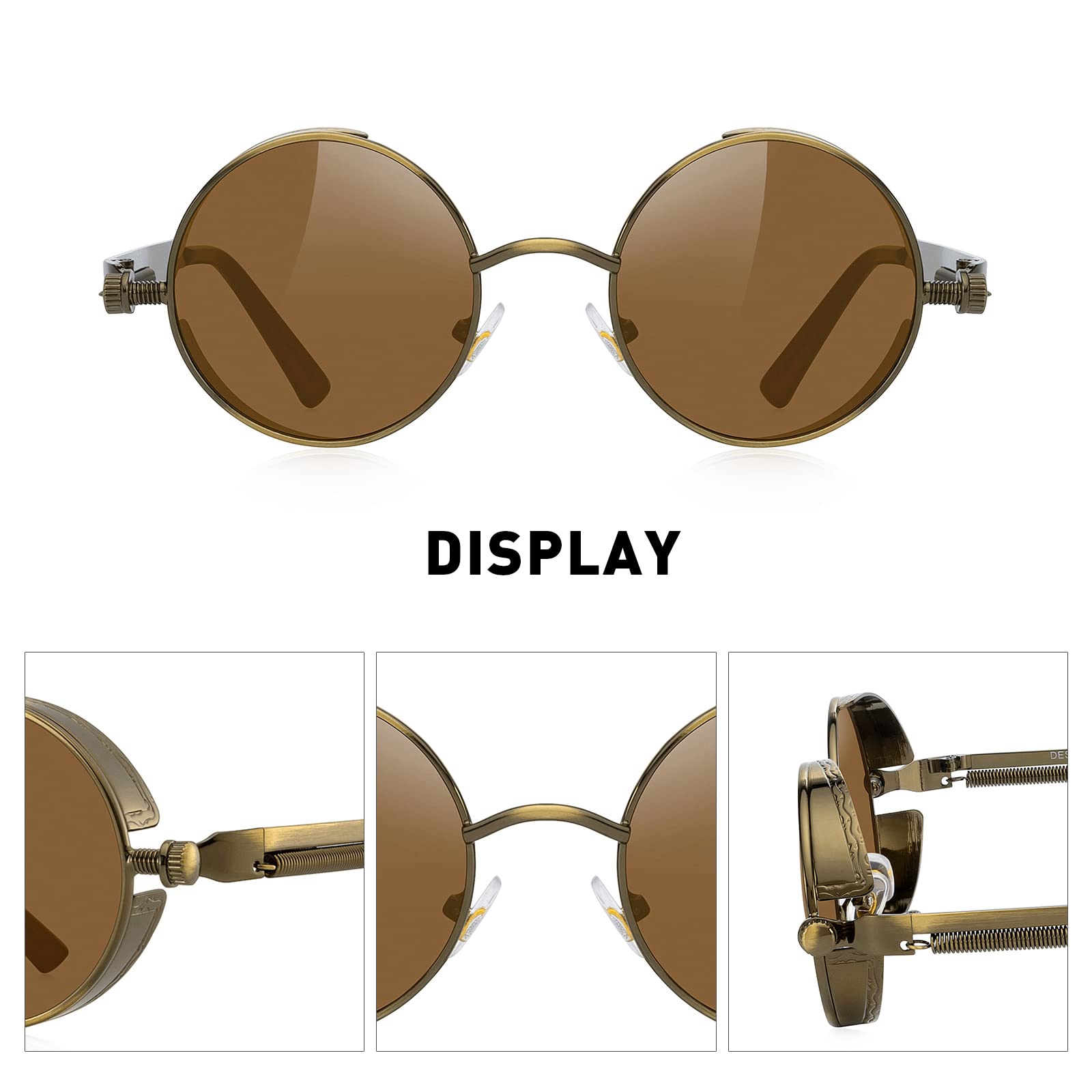 Stylish Gothic Steampunk Sunglasses for Women & Men - Vintage Round Lens Metal Frame S567 - Perfect for Cosplay, Halloween & Alternative Fashion