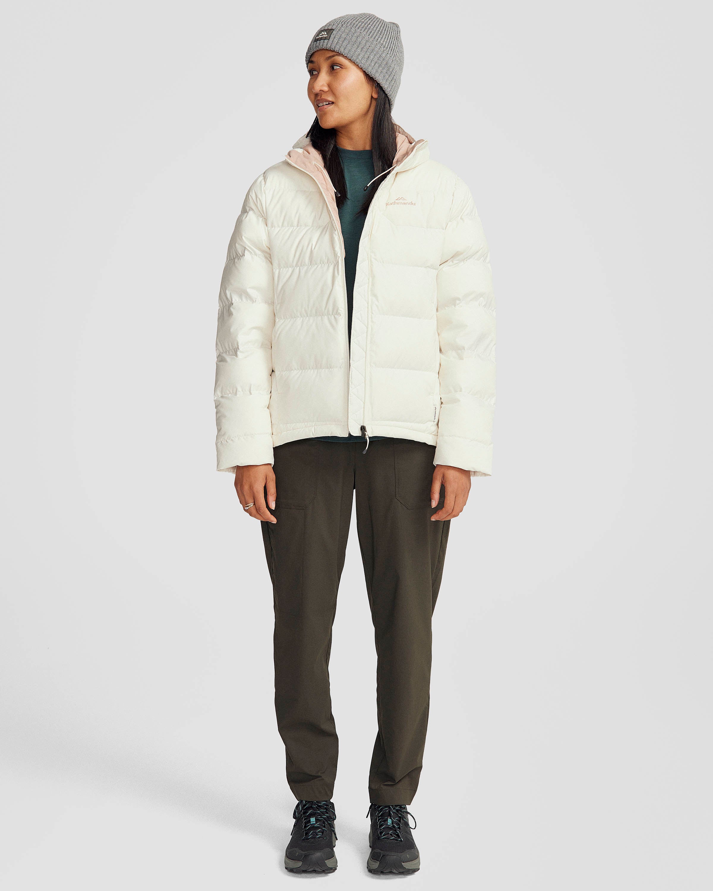 Women's Epiq Hooded Down Jacket - Natural/Mineral Color - Lightweight Warm Winter Coat for Outdoor Activities & Daily Wear