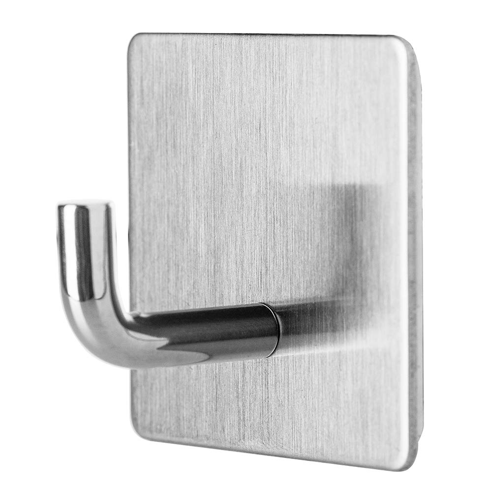 Stainless Steel Adhesive Hooks 4-Pack - Wall Mount for Bathroom & Kitchen Towels