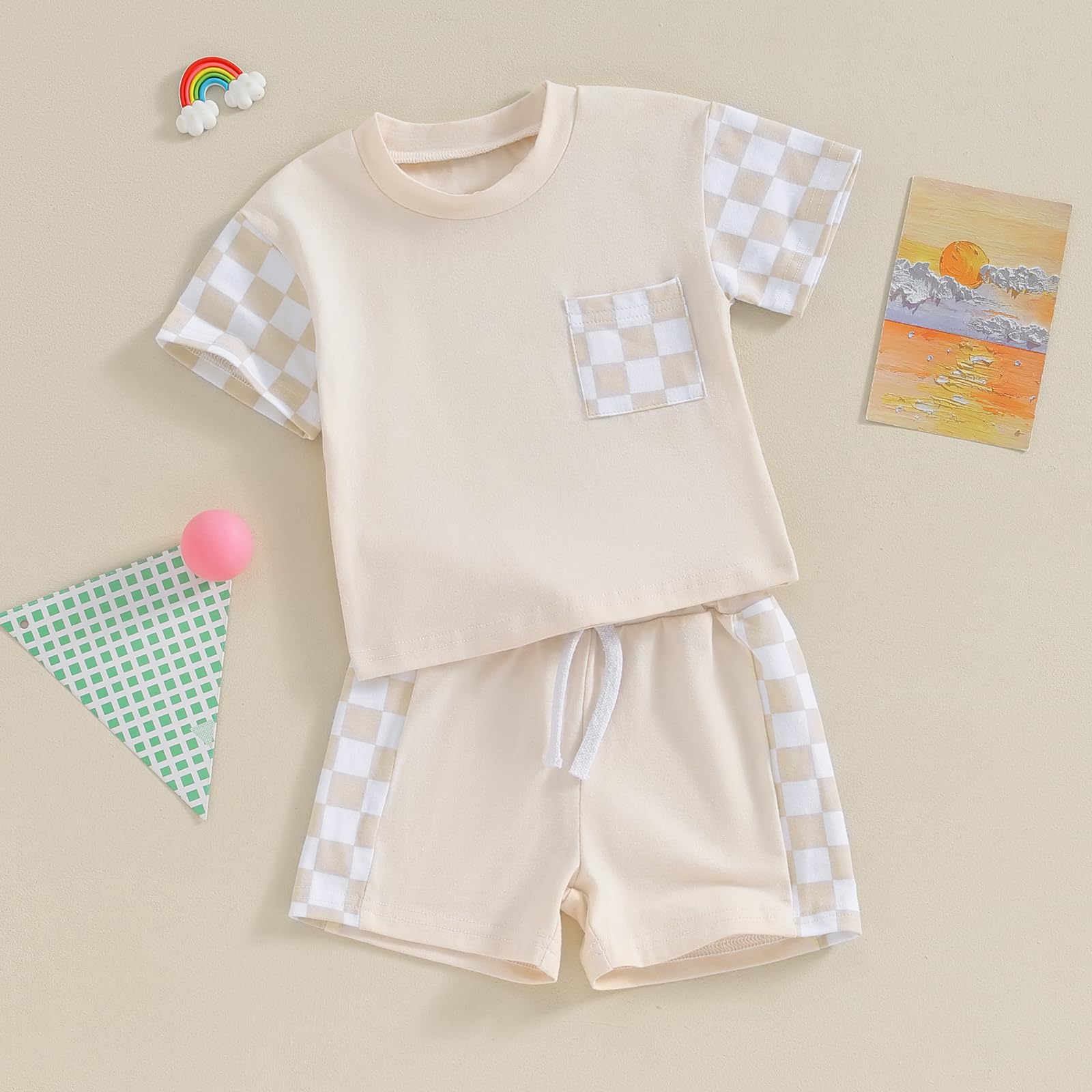 Karwuiio Toddler Baby Boy Summer Outfit - Short Sleeve T-Shirt & Elastic Waist Shorts Set | Cute Casual Playwear for Boys | Perfect for Playdates, Beach Trips & Outdoor Activities