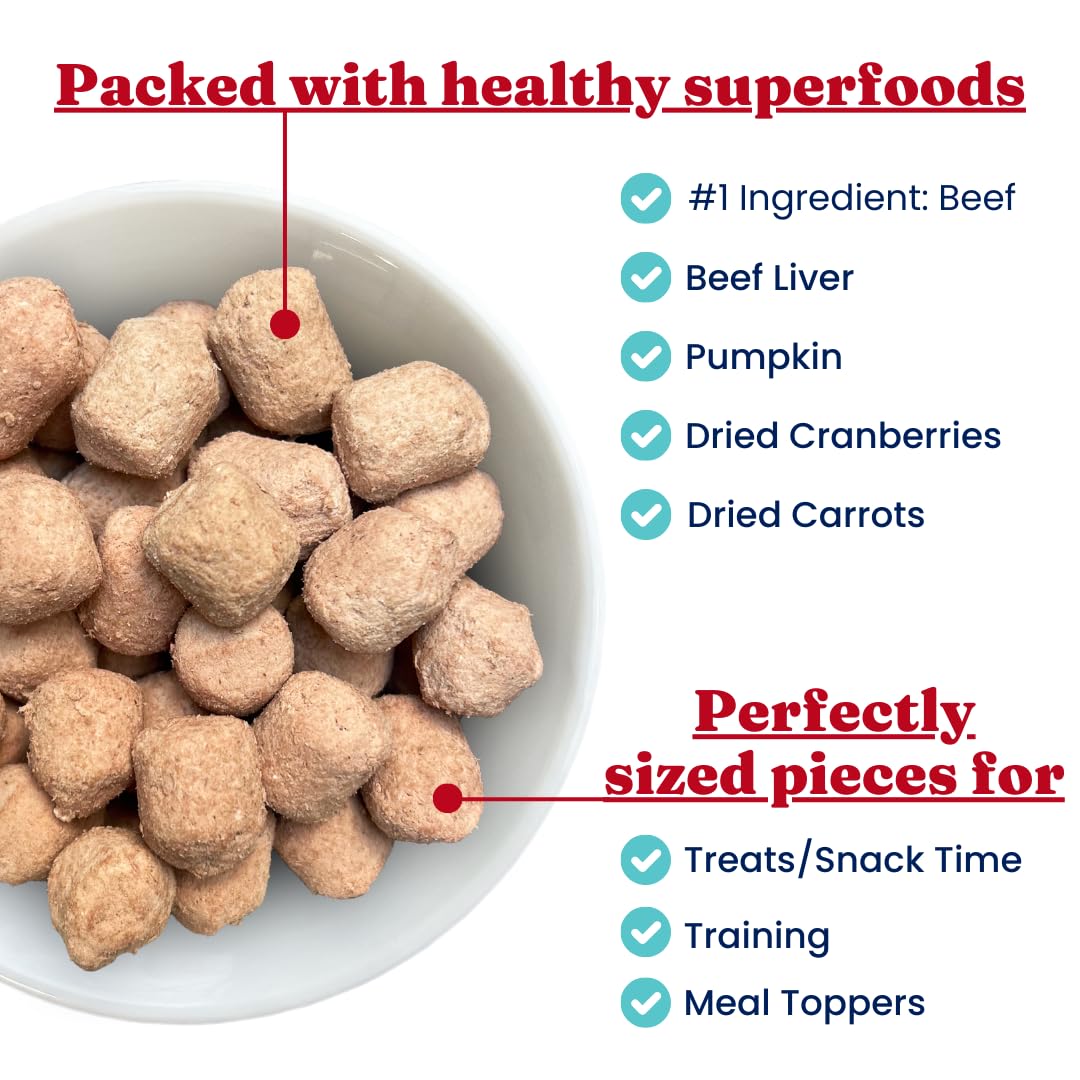 Premium Freeze-Dried Raw Dog Food with Real Beef, Pumpkin & Superfoods - Grain-Free, High-Protein Meal Topper or Treat - 1.5oz for Small & Medium Dogs - Perfect for Travel, Training & Digestive Health