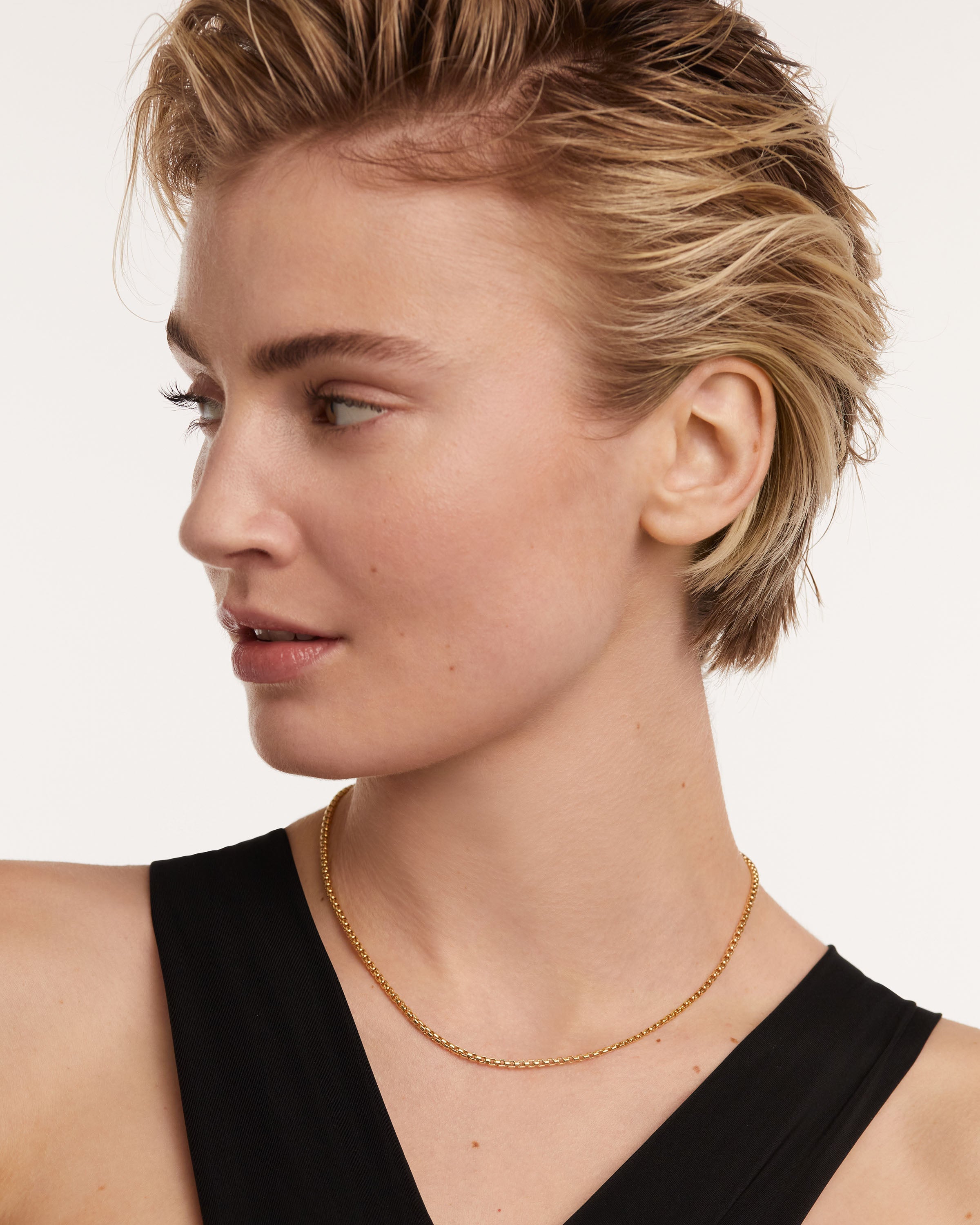 14K Gold Box Chain Necklace for Women - Dainty & Elegant Jewelry Gift for Her - Perfect for Everyday Wear, Layering & Special Occasions