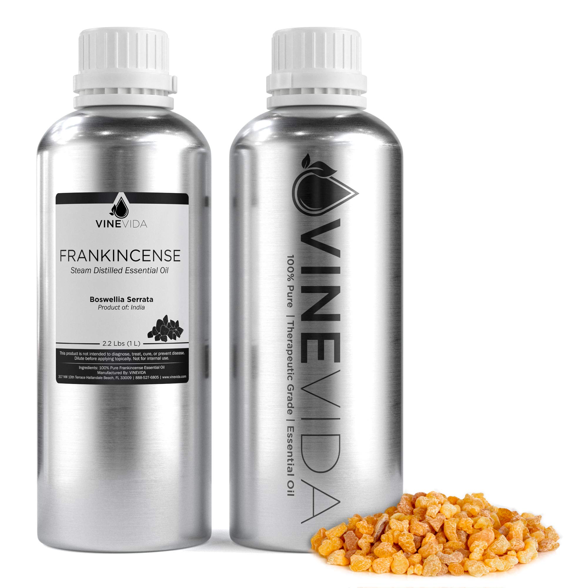 Premium 32 Oz Bulk Frankincense Essential Oil - 100% Pure & Undiluted Frankincense Oil in Aluminum Bottle - 2 Pounds for DIY Soaps, Candles, Aromatherapy & Blends - VINEVIDA - Perfect for Relaxation, Meditation & Home Spa