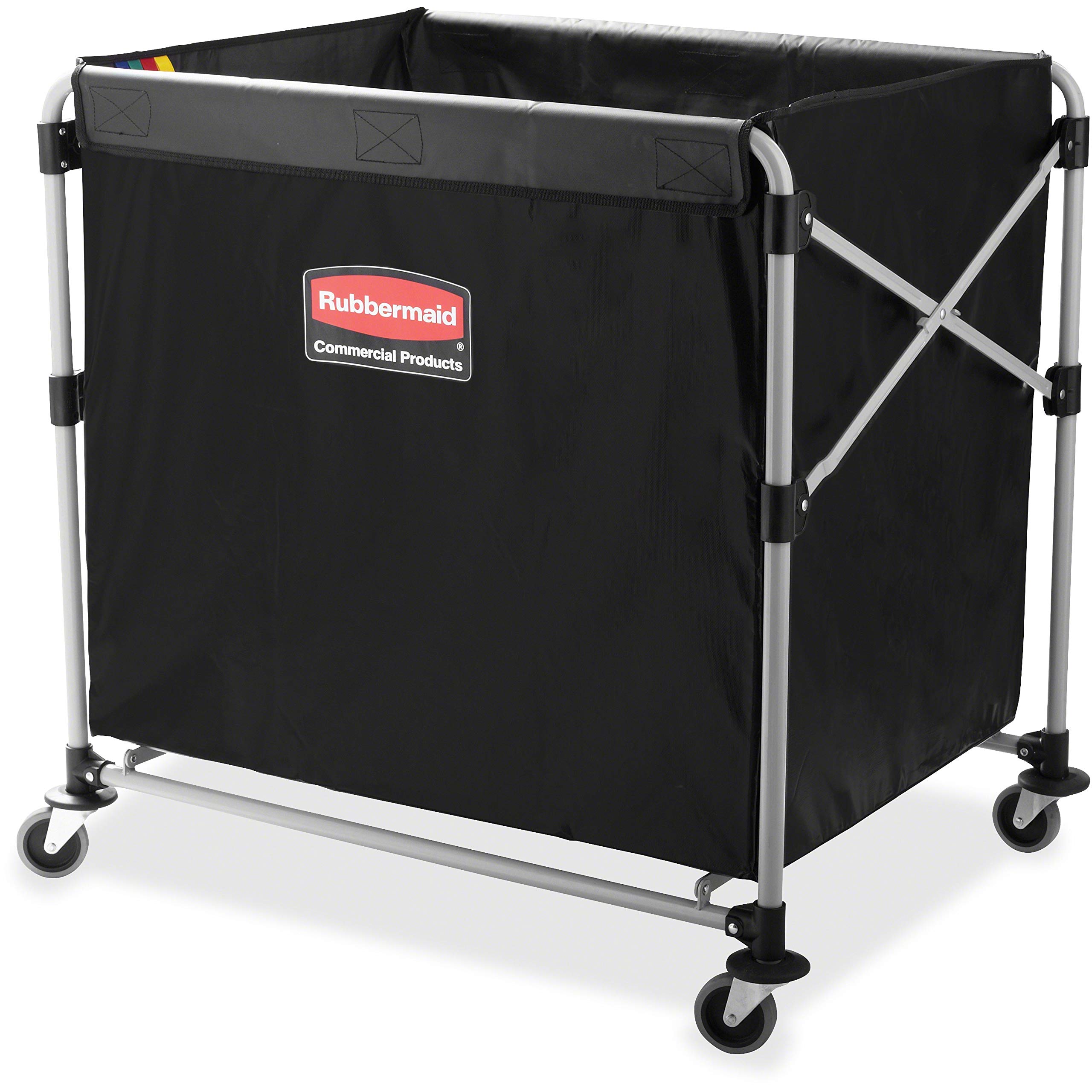 Rubbermaid Commercial Collapsible X Cart - 8 Bushel Steel Laundry Bin with Wheels for Hotel, Nursing Home, College & Home Use - Heavy Duty Utility Cart for Laundry, Supplies & Groceries - Ideal for Commercial & Residential Spaces