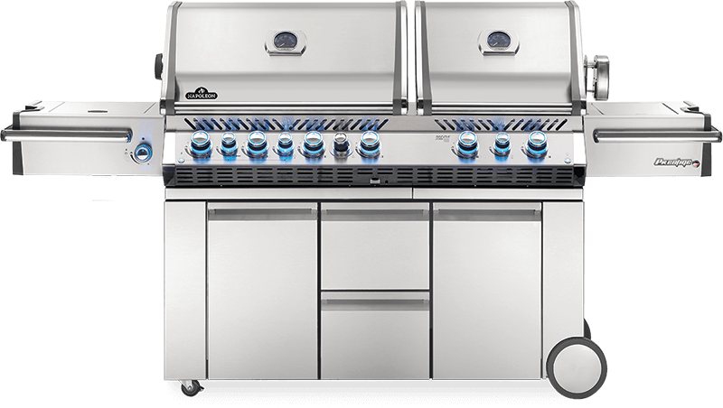 Napoleon Prestige Pro 825 Freestanding Gas Grill - Premium Stainless Steel Outdoor BBQ Grill with 4 Burners - Perfect for Backyard, Patio, and Tailgating Parties