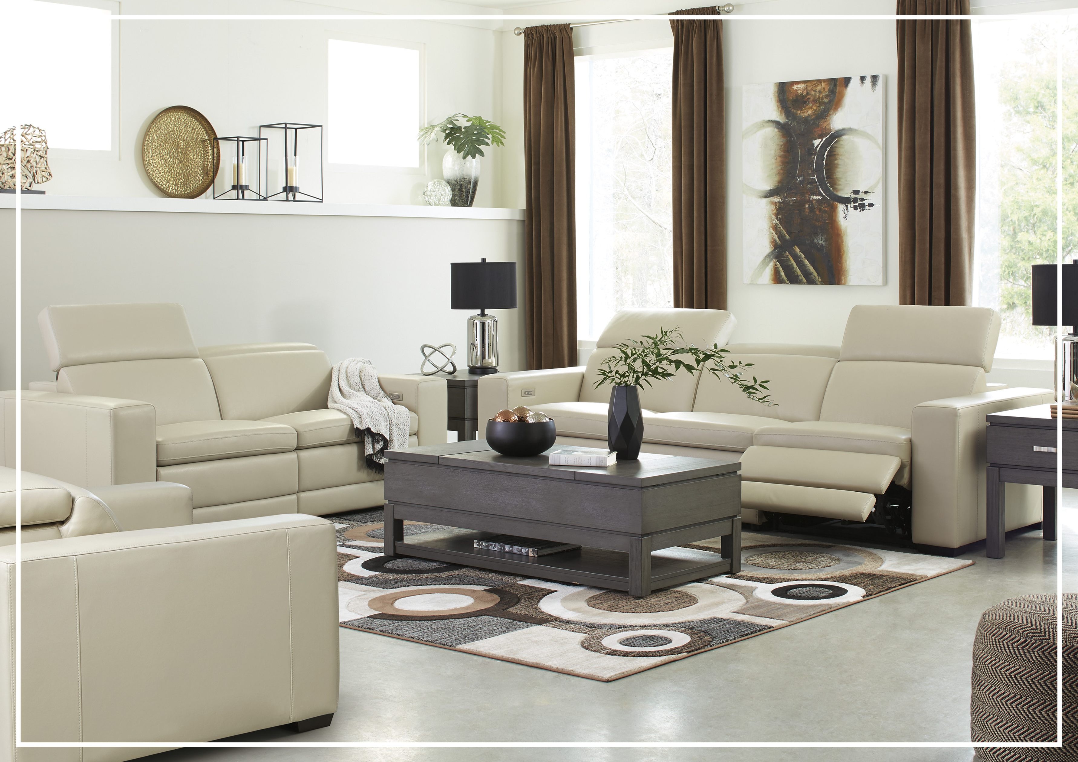 Gio Italia Titan 3-Seater Dual Power Reclining Leather Sofa - Modern Living Room Furniture for Home Theater & Relaxation
