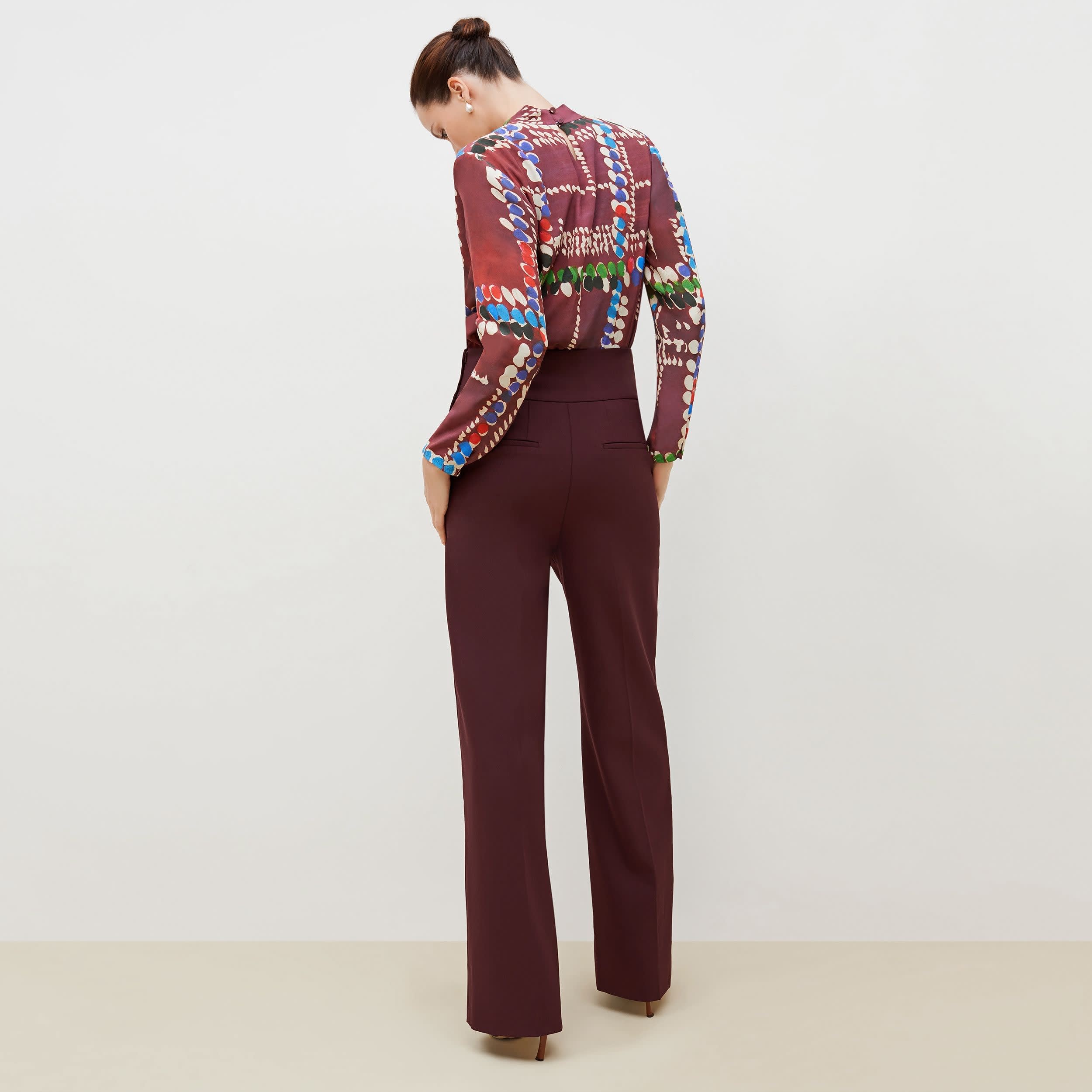 Hadley Pant - Sharkskin Garnet Color Women's Trousers for Office & Business Casual Wear