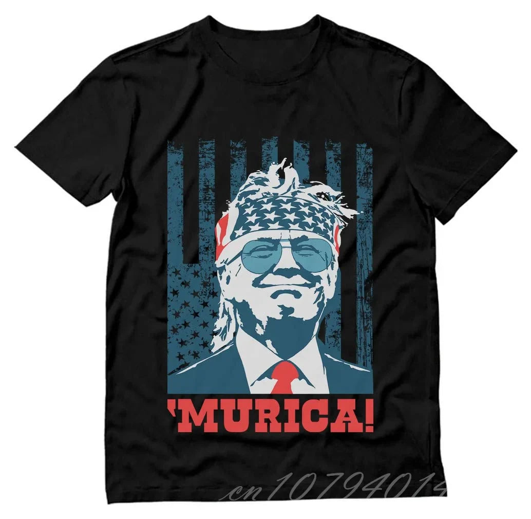 Donald Trump Patriotic T-Shirt - 'Goat Vote' Graphic Cotton Tee for Men | 4th of July America Streetwear, Casual Wear & Political Statement
