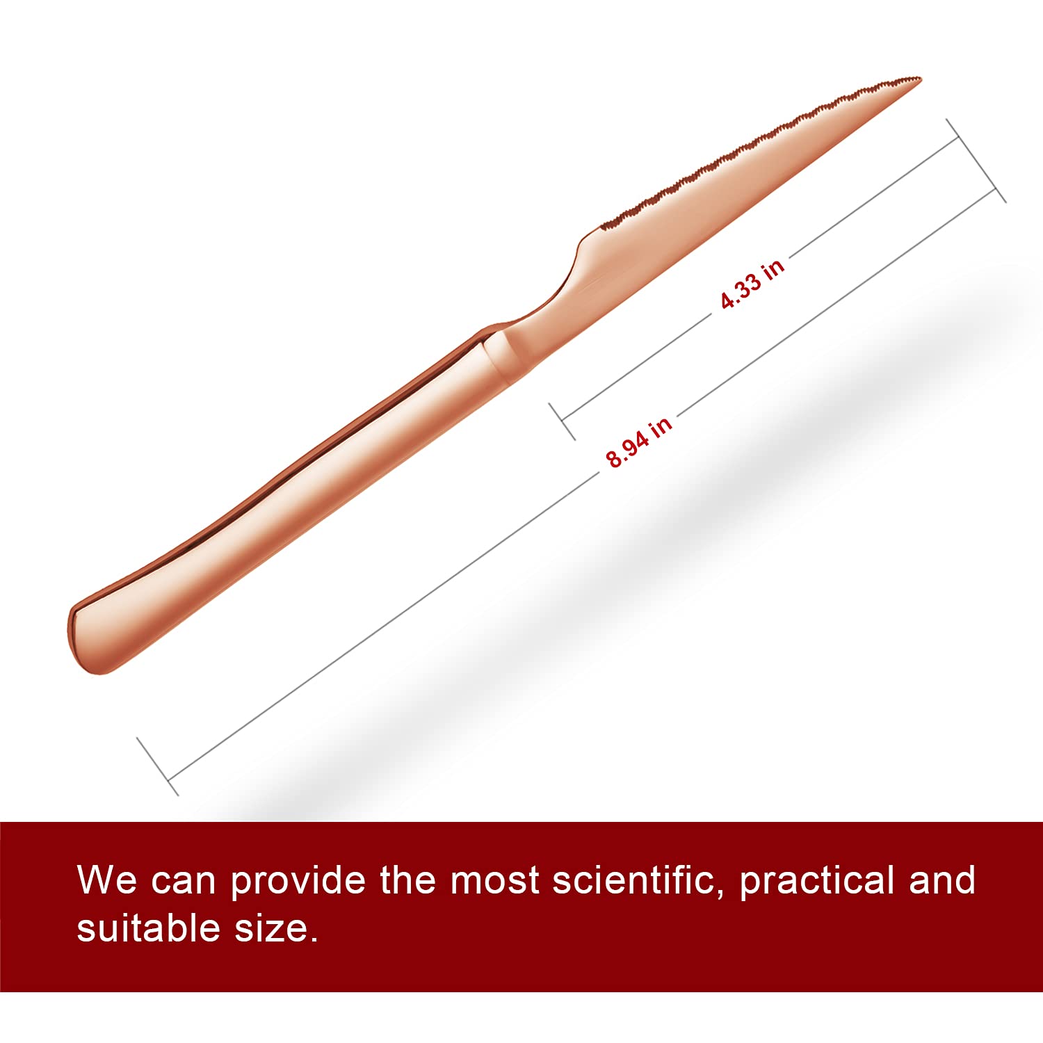 Premium 6-Piece Rose Gold Copper Steak Knives Set - Ultra-Sharp Stainless Steel Serrated Blades, Dishwasher Safe - Perfect for Fine Dining, BBQ Parties & Gourmet Cooking