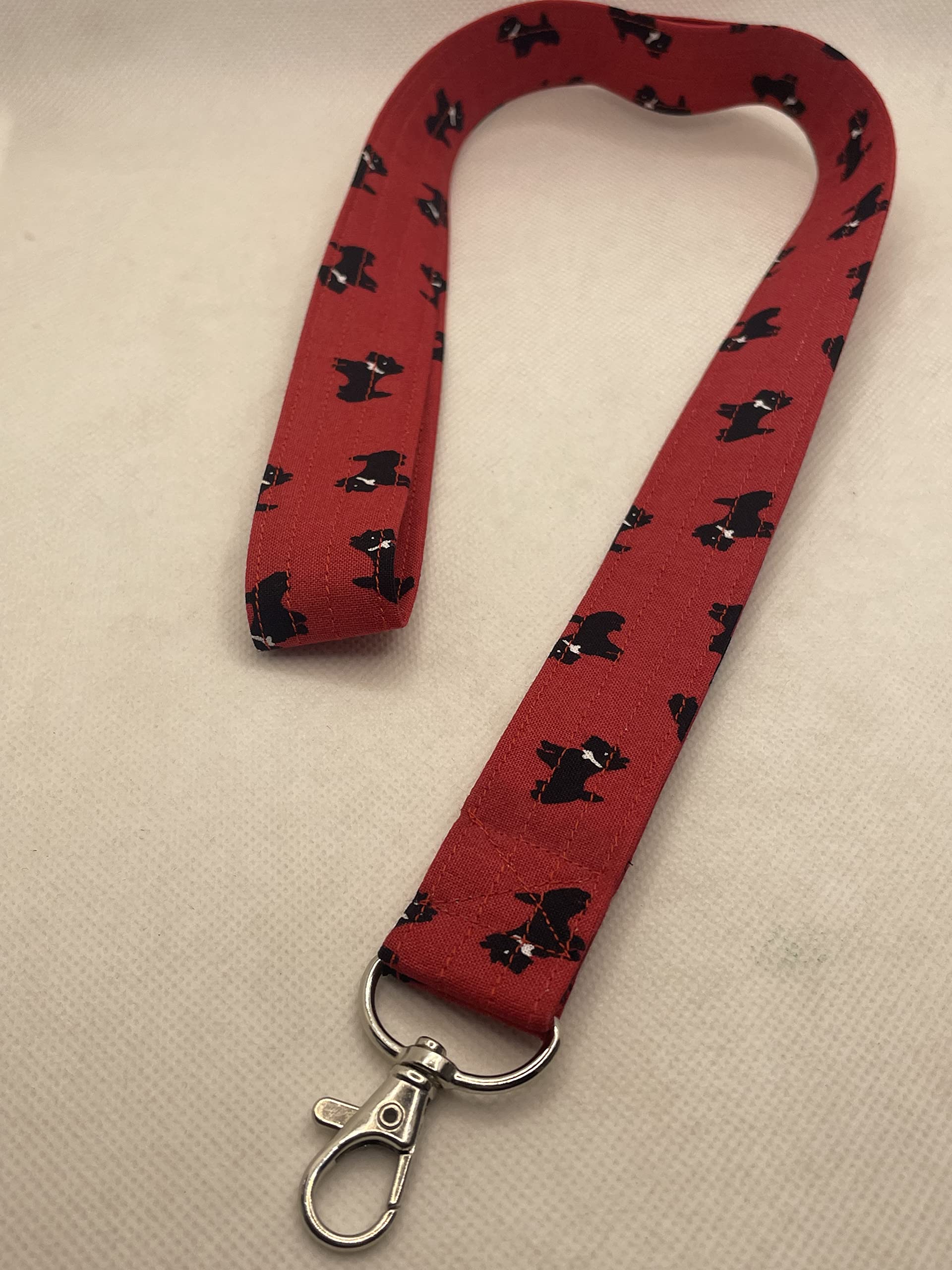 Premium Fabric Lanyard Keychain - Durable ID Badge Holder with Scottie Dog Design (Red) - Perfect for Office, School, Events & Work Security Access