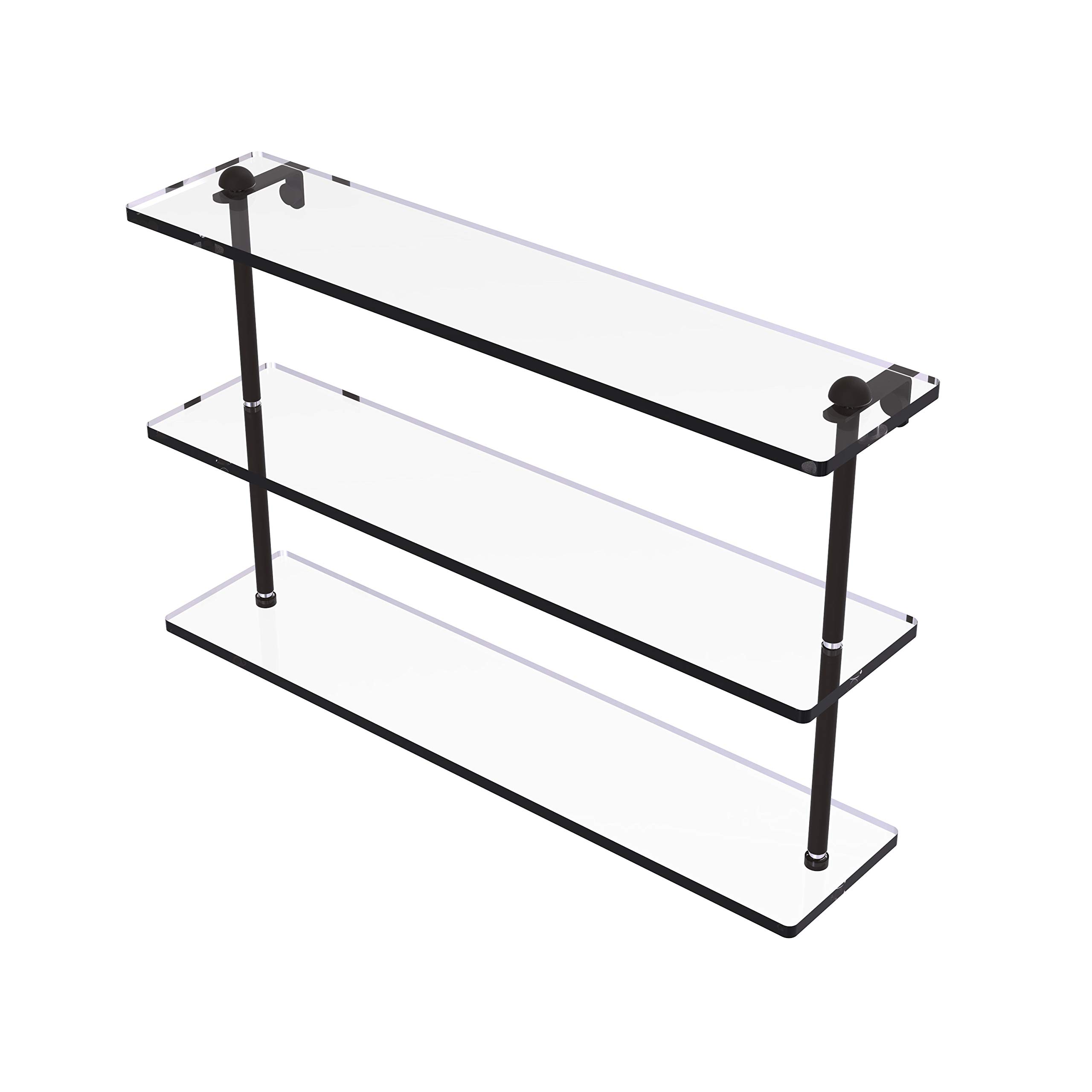 Allied Brass RC-5/22 22 Inch Triple Tiered Glass Shelf in Oil Rubbed Bronze - Perfect for Bathroom, Kitchen, or Living Room Storage and Display