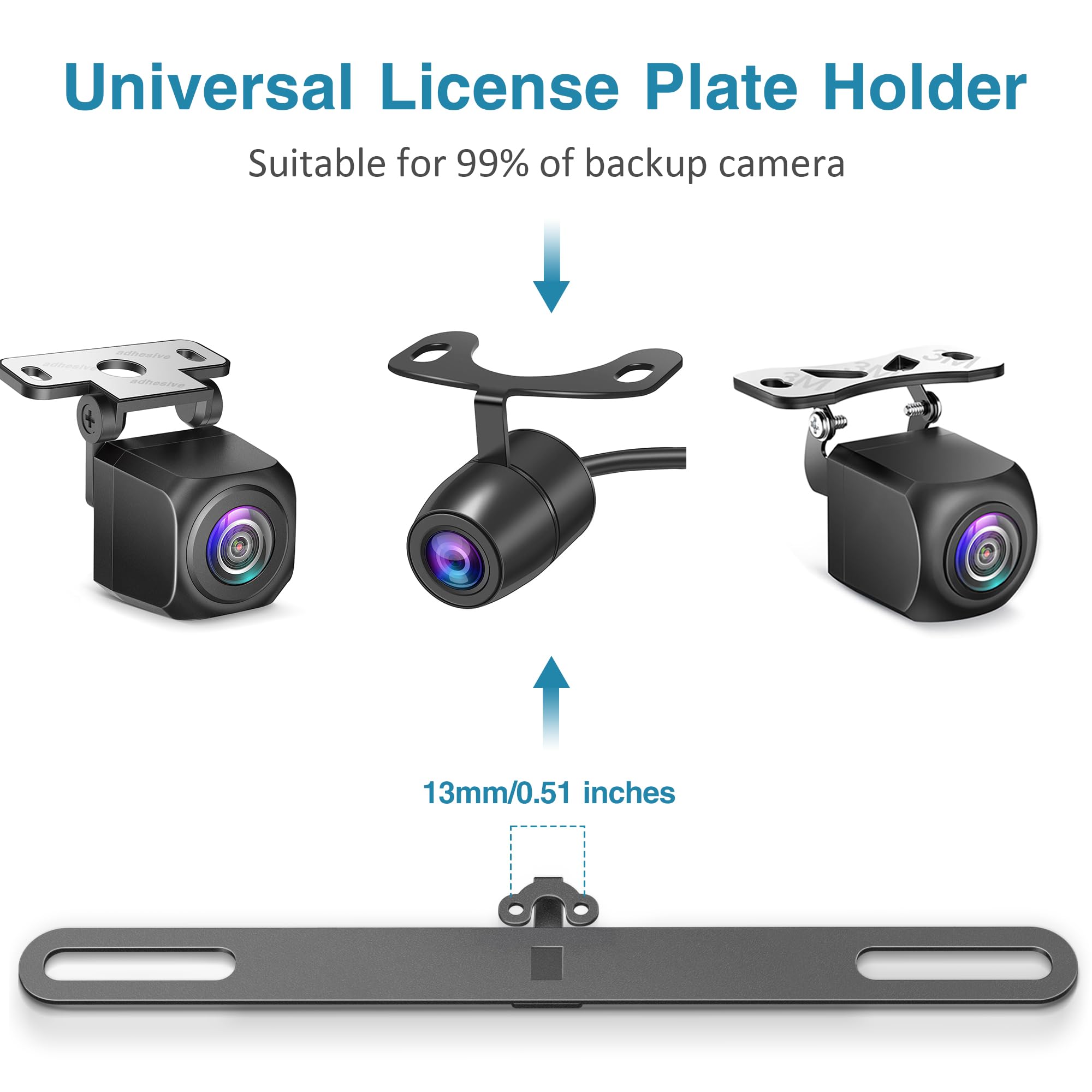 Stainless Steel Backup Camera License Plate Mount (2 Pack) - Universal Rear View Camera Bracket for Cars, Trucks, SUVs - Dash Cam & Reverse Camera Installation Kit - Perfect for Parking Assistance & Night Driving Safety