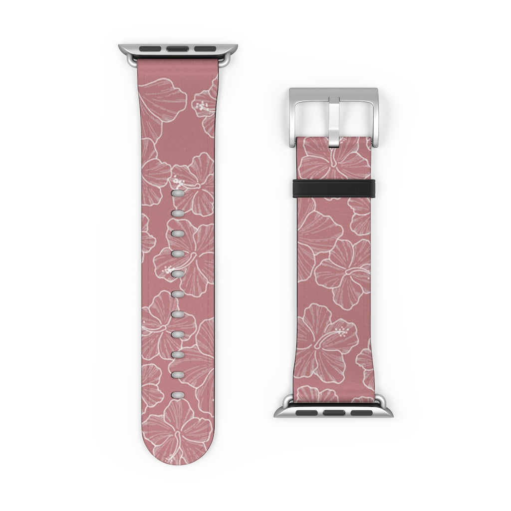 Premium Hibiscus Mauve Apple Watch Band - Soft Silicone Strap for Women & Men - Compatible with All Apple Watch Models - Perfect for Workouts, Running & Everyday Wear