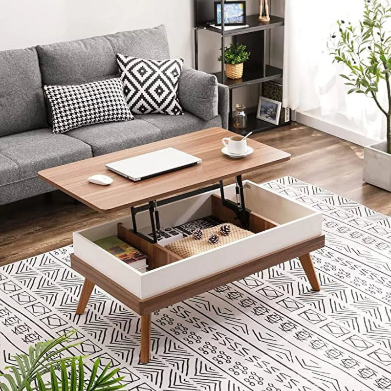 Handmade Lift Top Coffee Table with Storage - Modern Designer Center Table for Living Room, Bedroom & Small Spaces - Perfect for TV Stand, Sofa Side Table & Home Office
